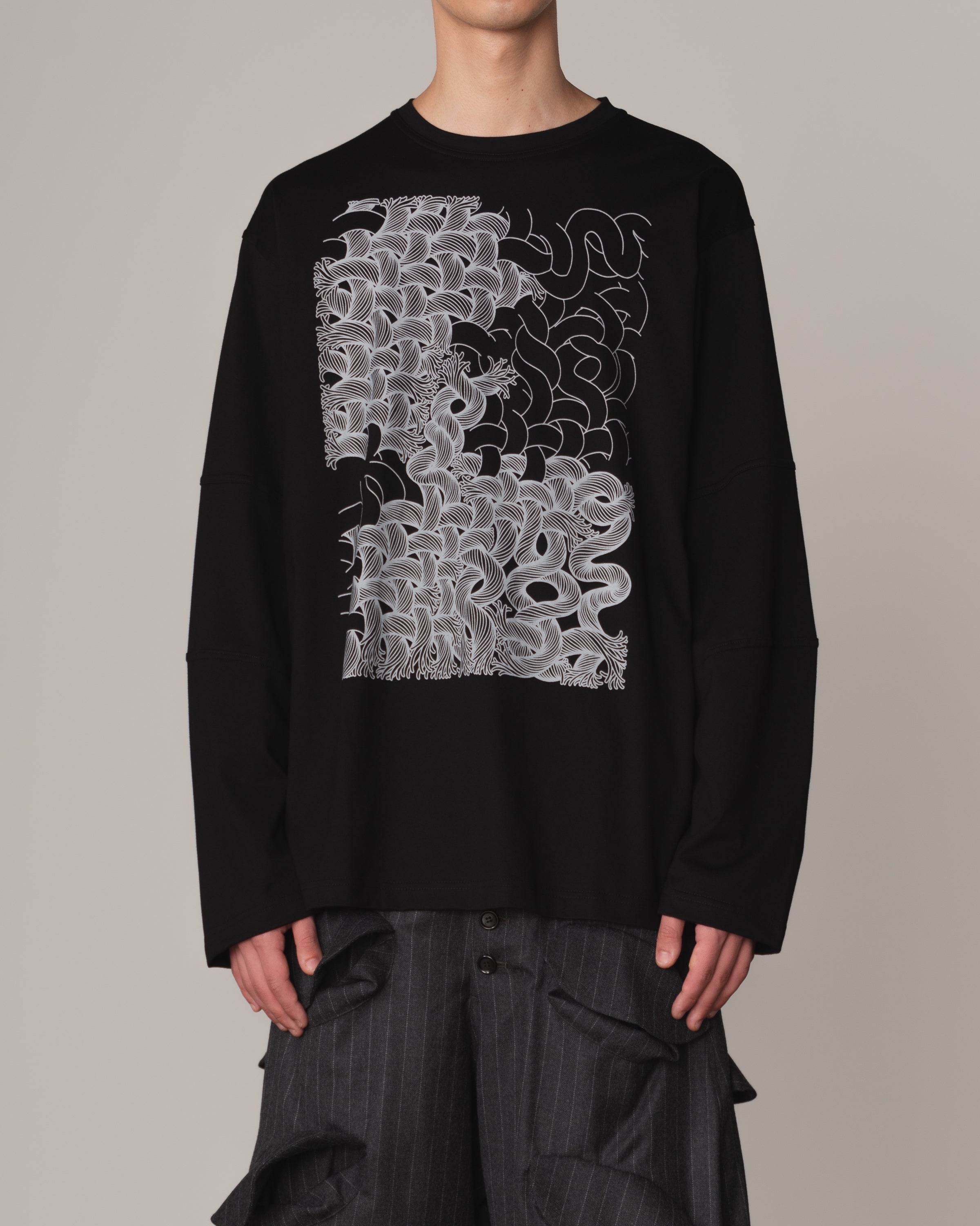 Tshirt 108- Cotton100% Jersey- Twist Rope Print- Black