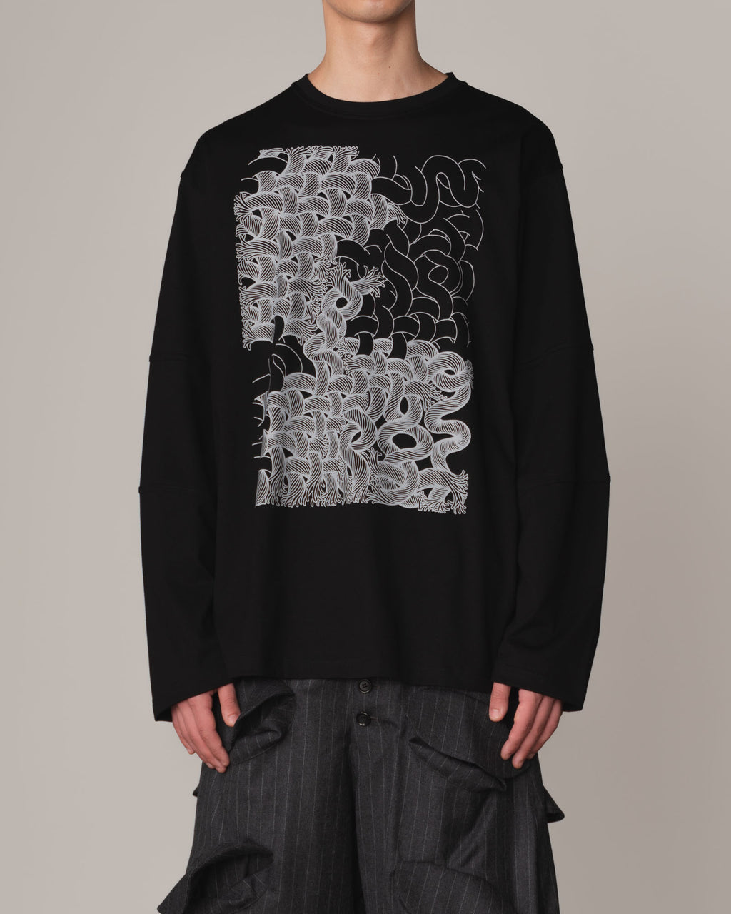 Tshirt 108- Cotton100% Jersey- Twist Rope Print- Black