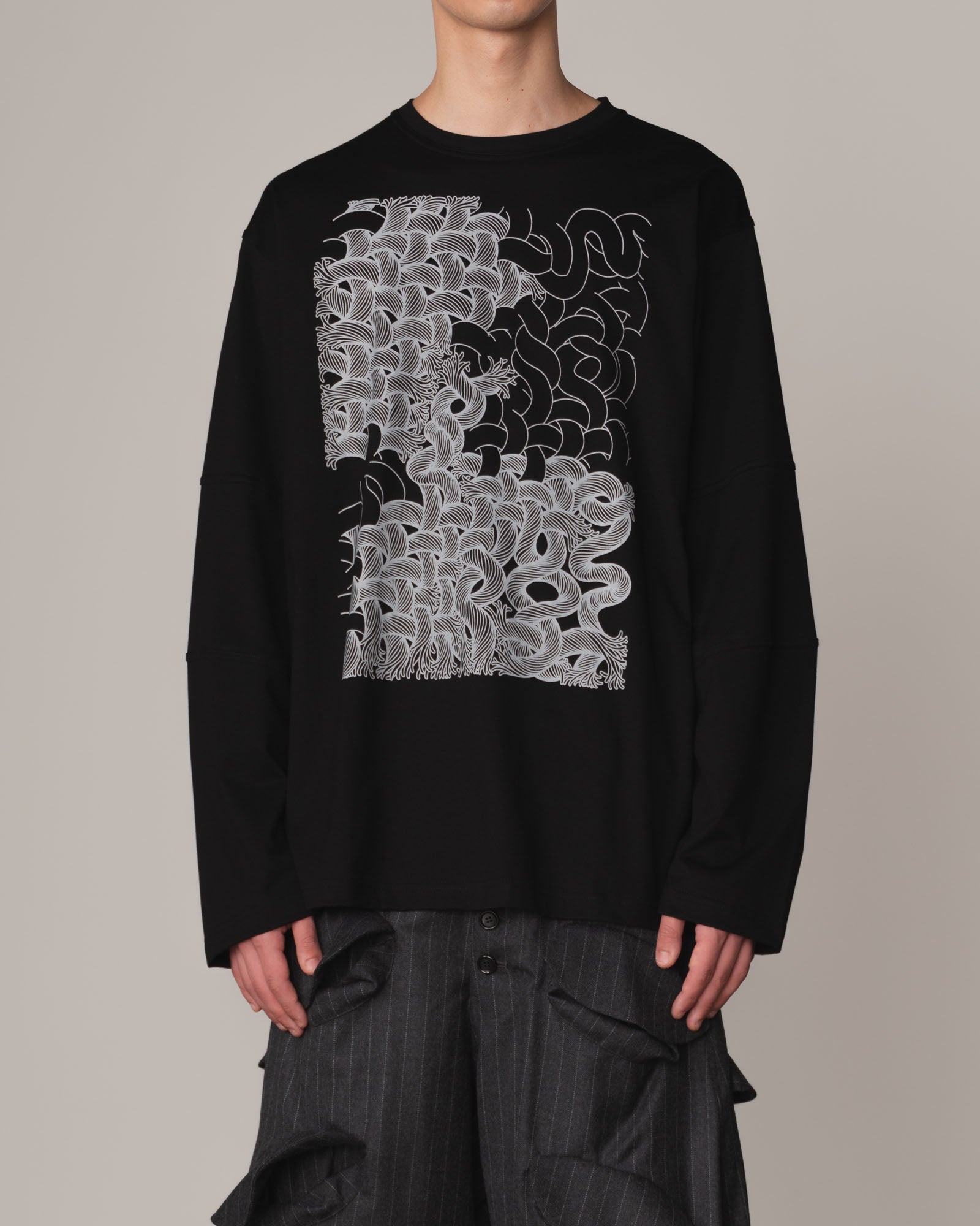 Tshirt 108- Cotton100% Jersey- Twist Rope Print- Black