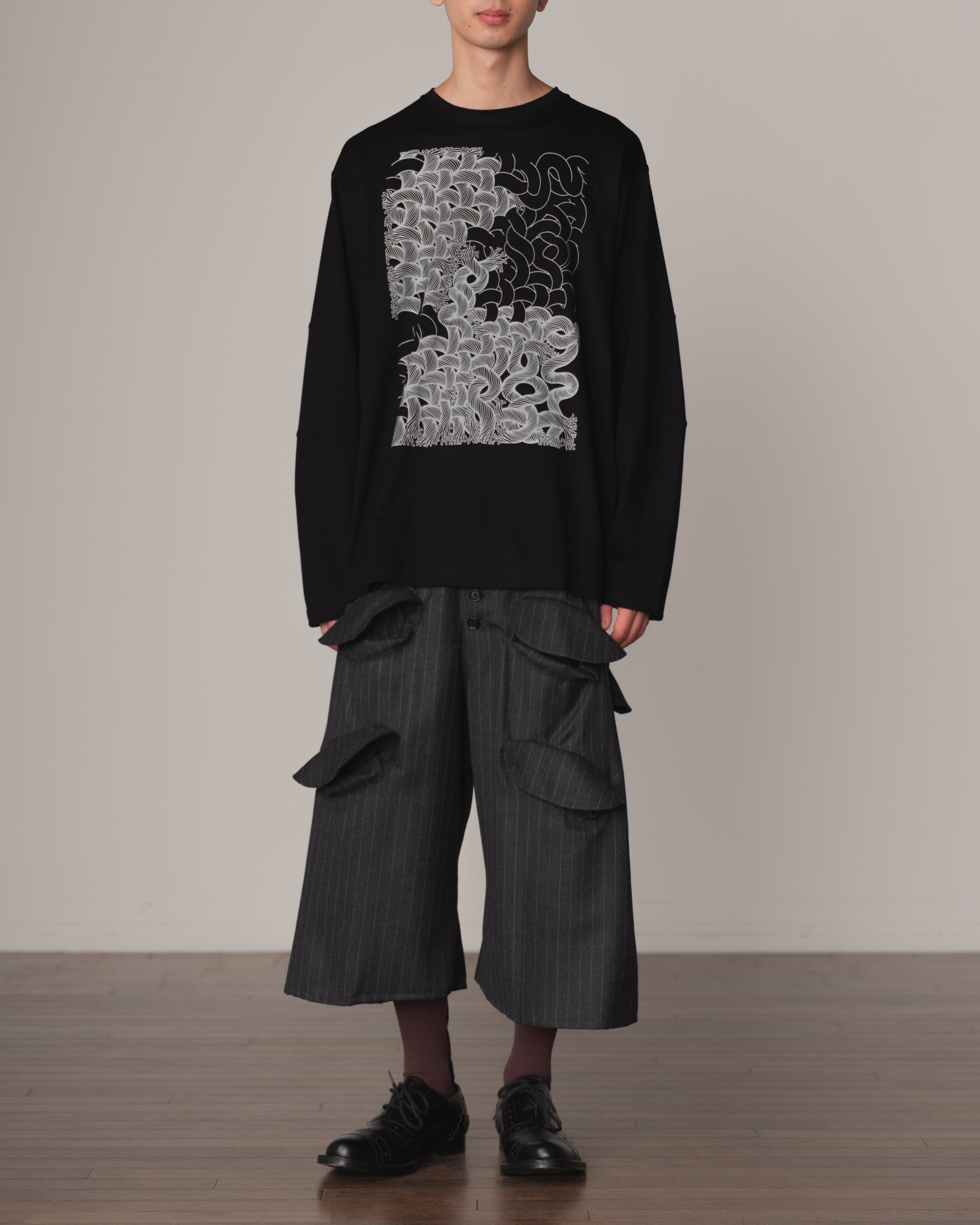 Tshirt 108- Cotton100% Jersey- Twist Rope Print- Black