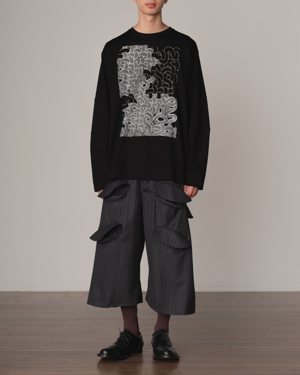 Tshirt 108- Cotton100% Jersey- Twist Rope Print- Black