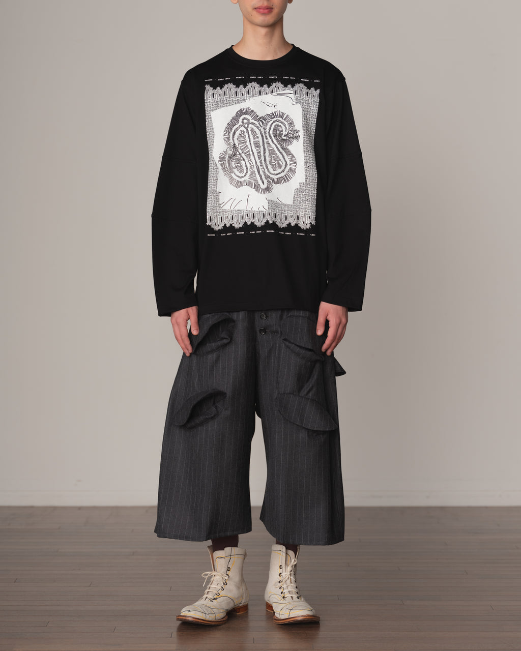 Tshirt 108- Cotton100% Jersey- Lace Selvage- Black