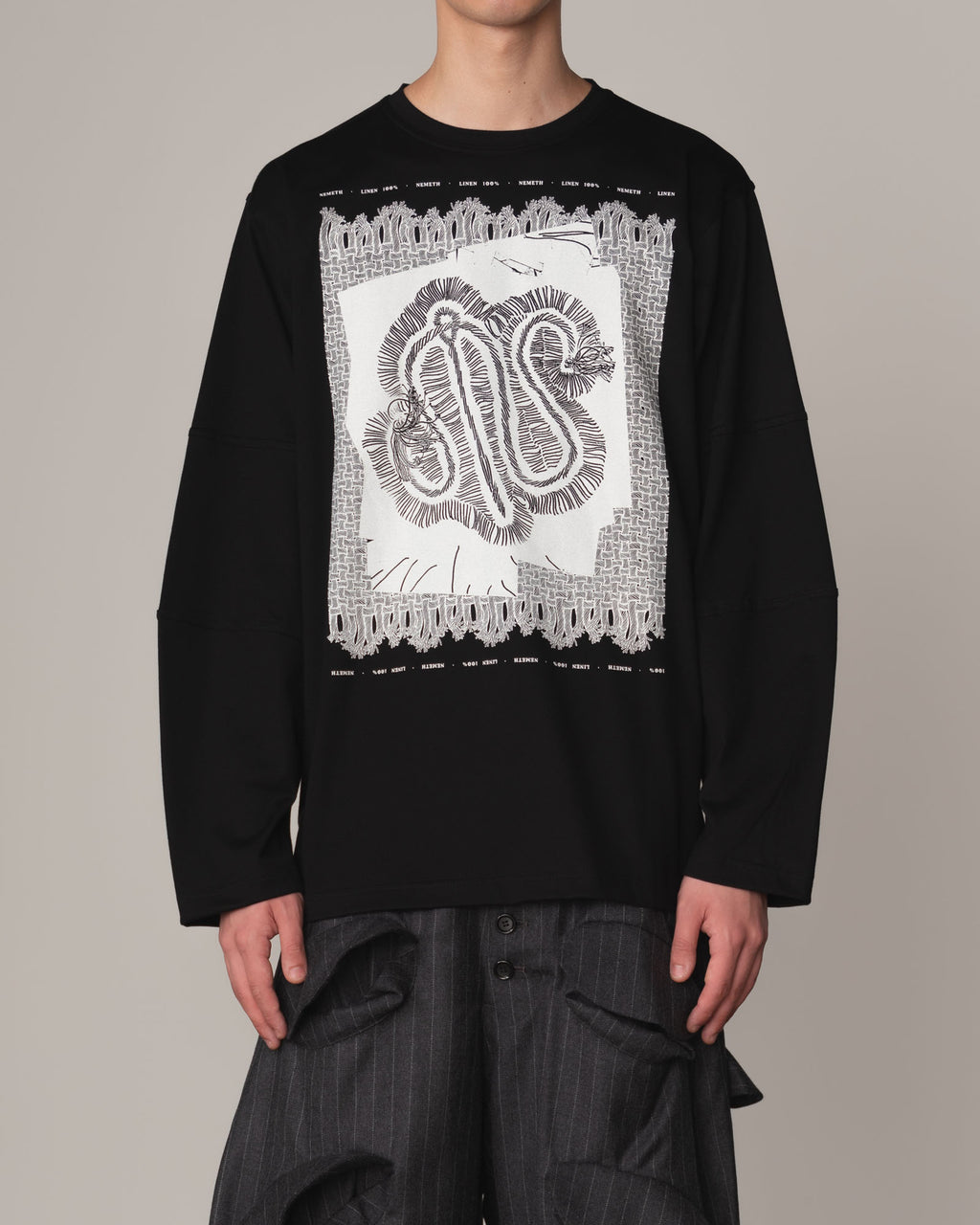 Tshirt 108- Cotton100% Jersey- Lace Selvage- Black
