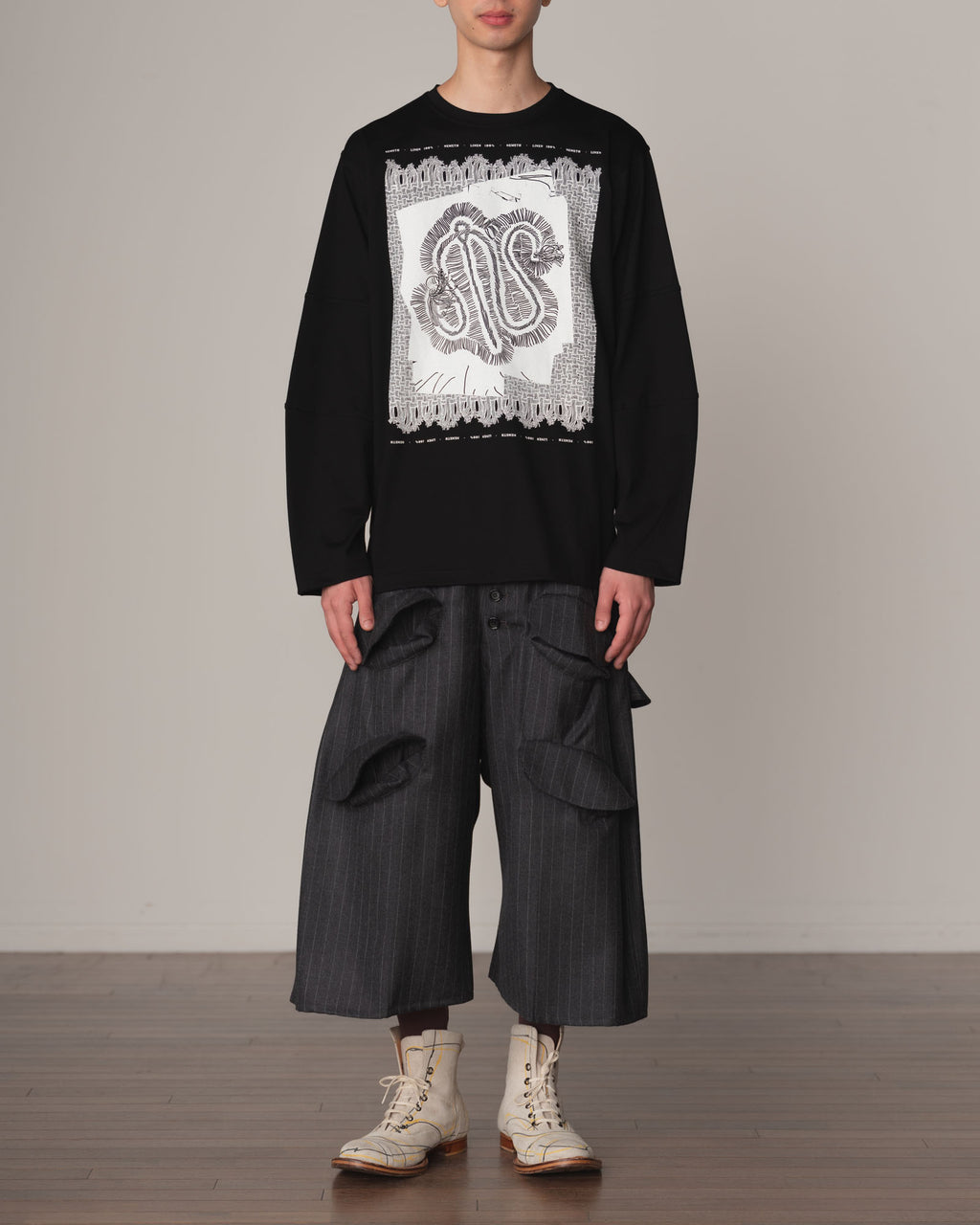 Tshirt 108- Cotton100% Jersey- Lace Selvage- Black