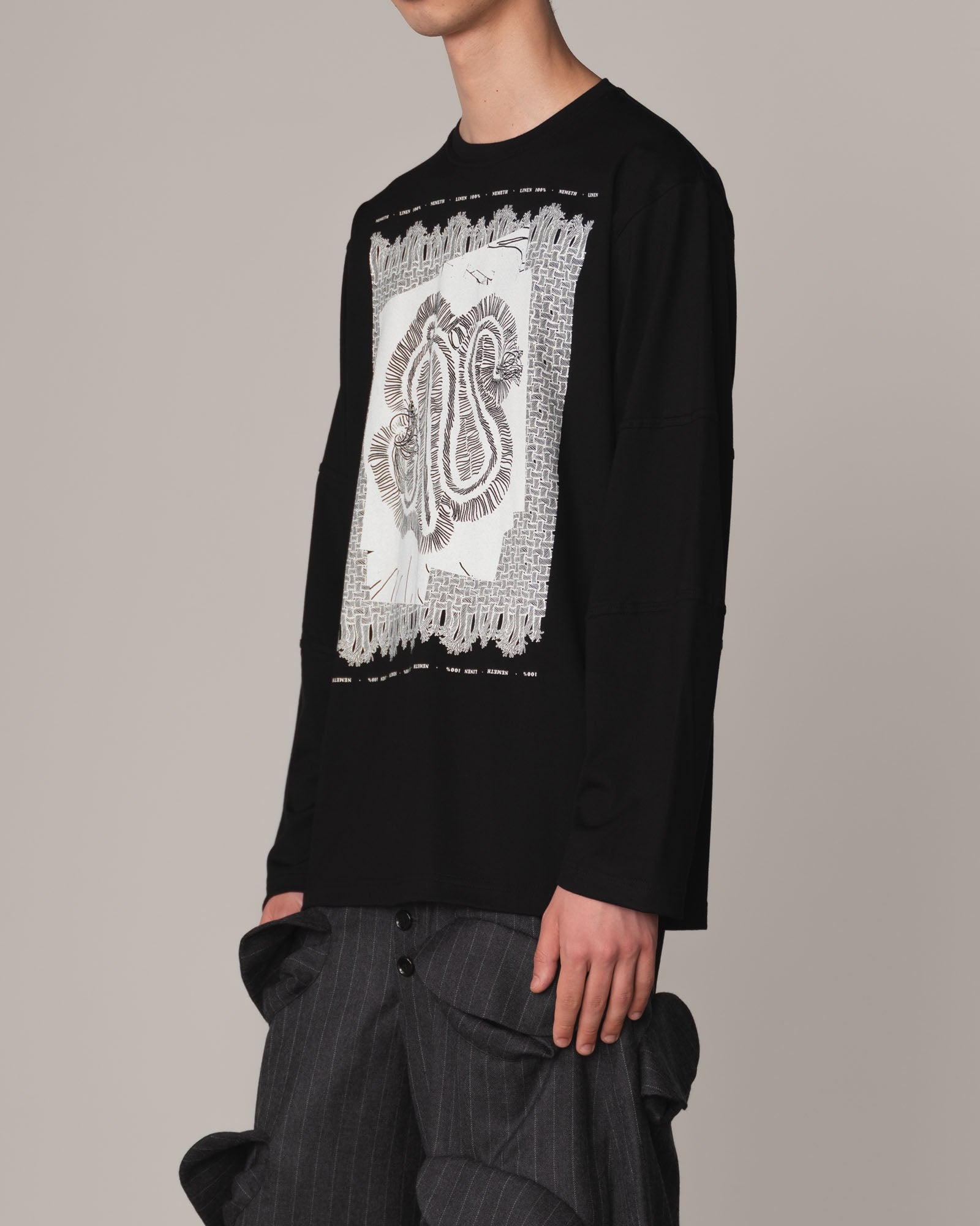 Tshirt 108- Cotton100% Jersey- Lace Selvage- Black