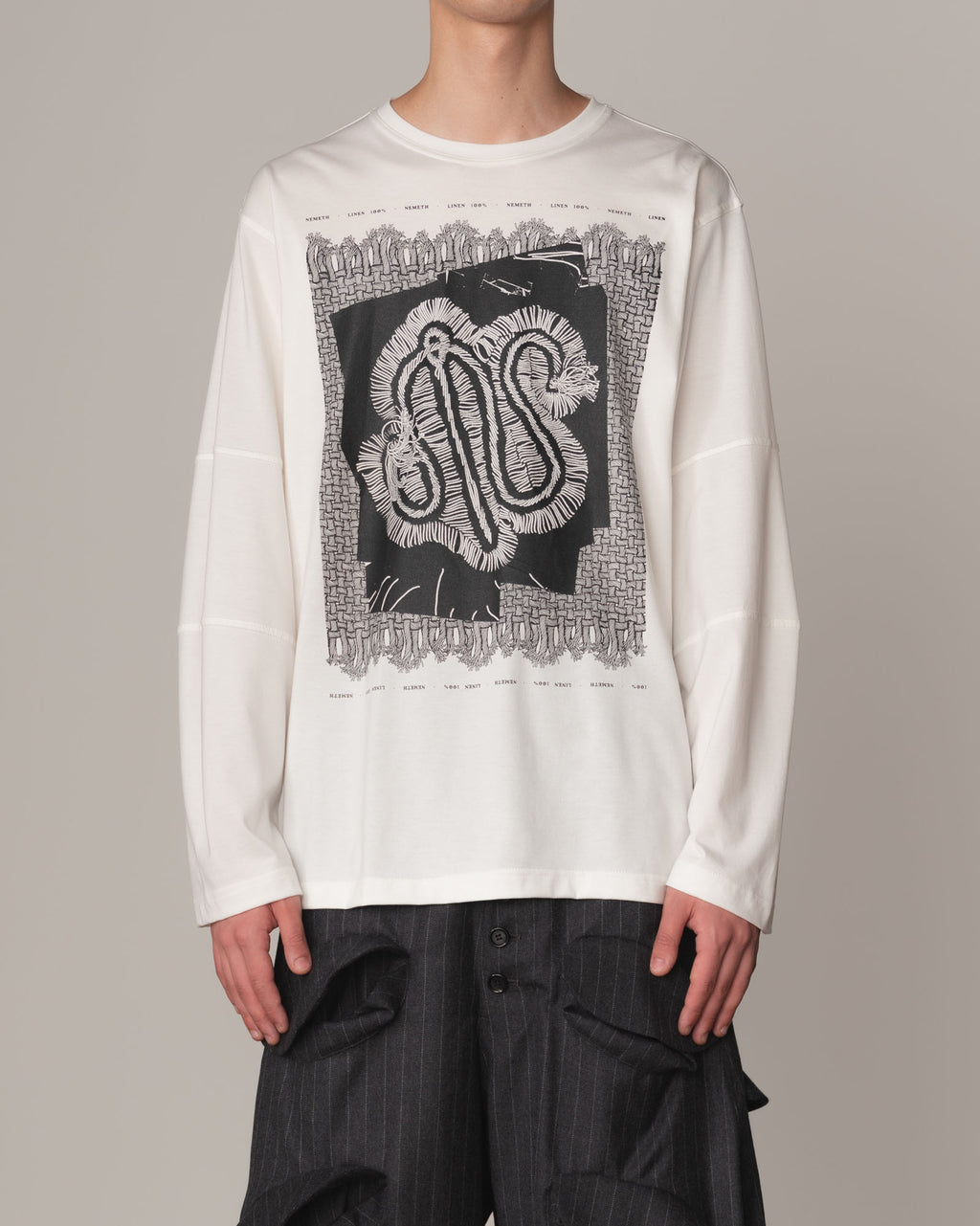 Tshirt 108- Cotton100% Jersey- Lace Selvage- White