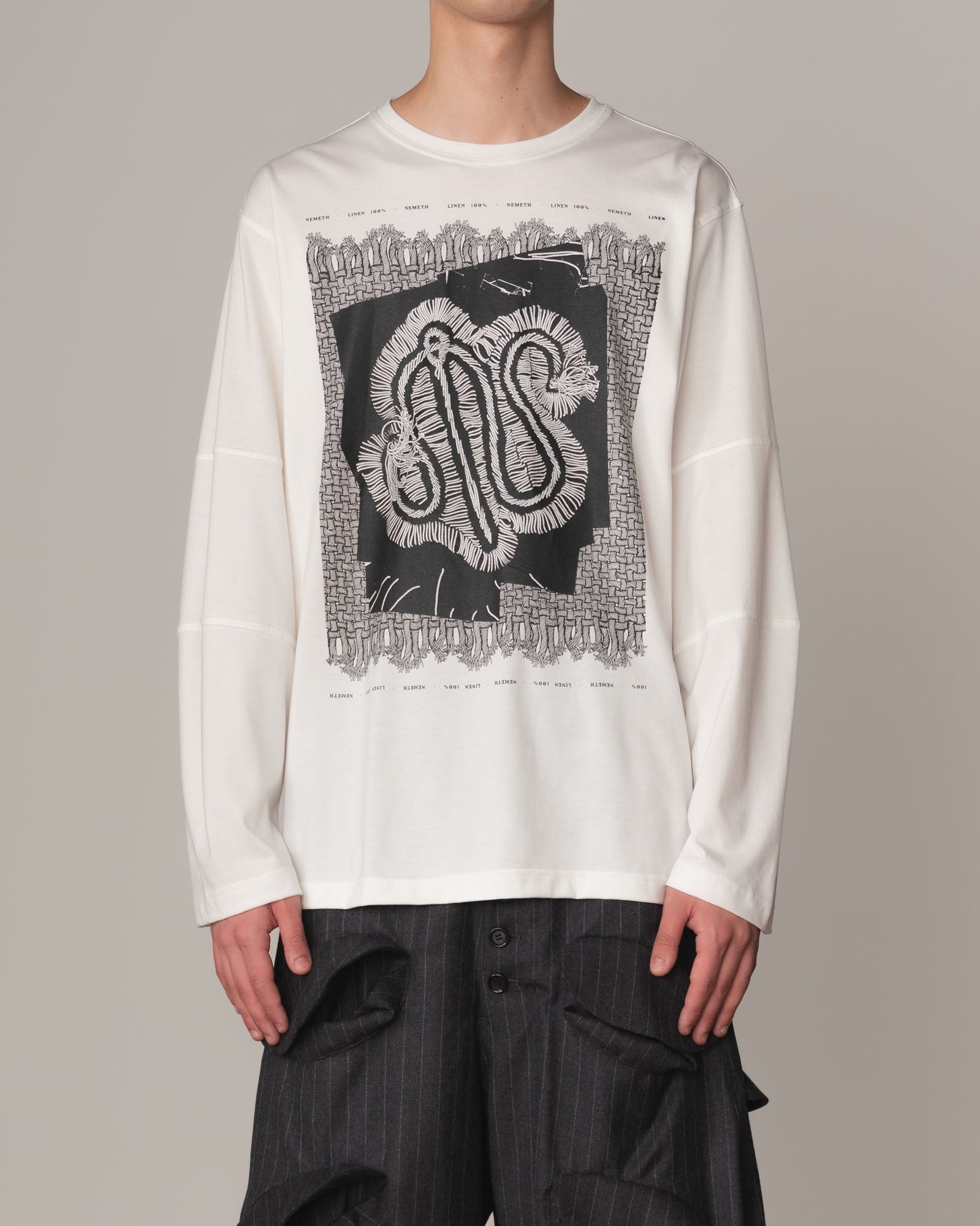 Tshirt 108- Cotton100% Jersey- Lace Selvage- White