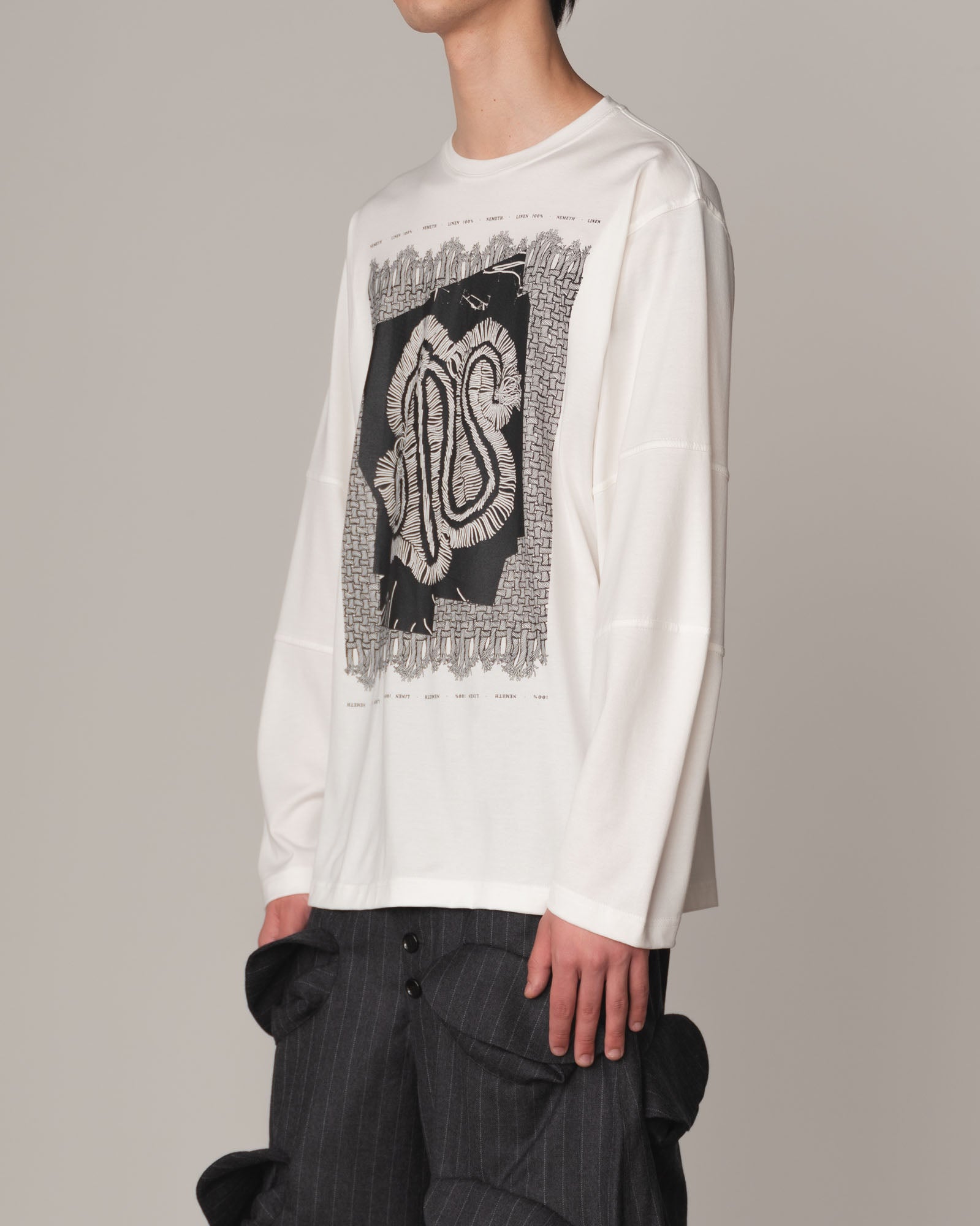 Tshirt 108- Cotton100% Jersey- Lace Selvage- White