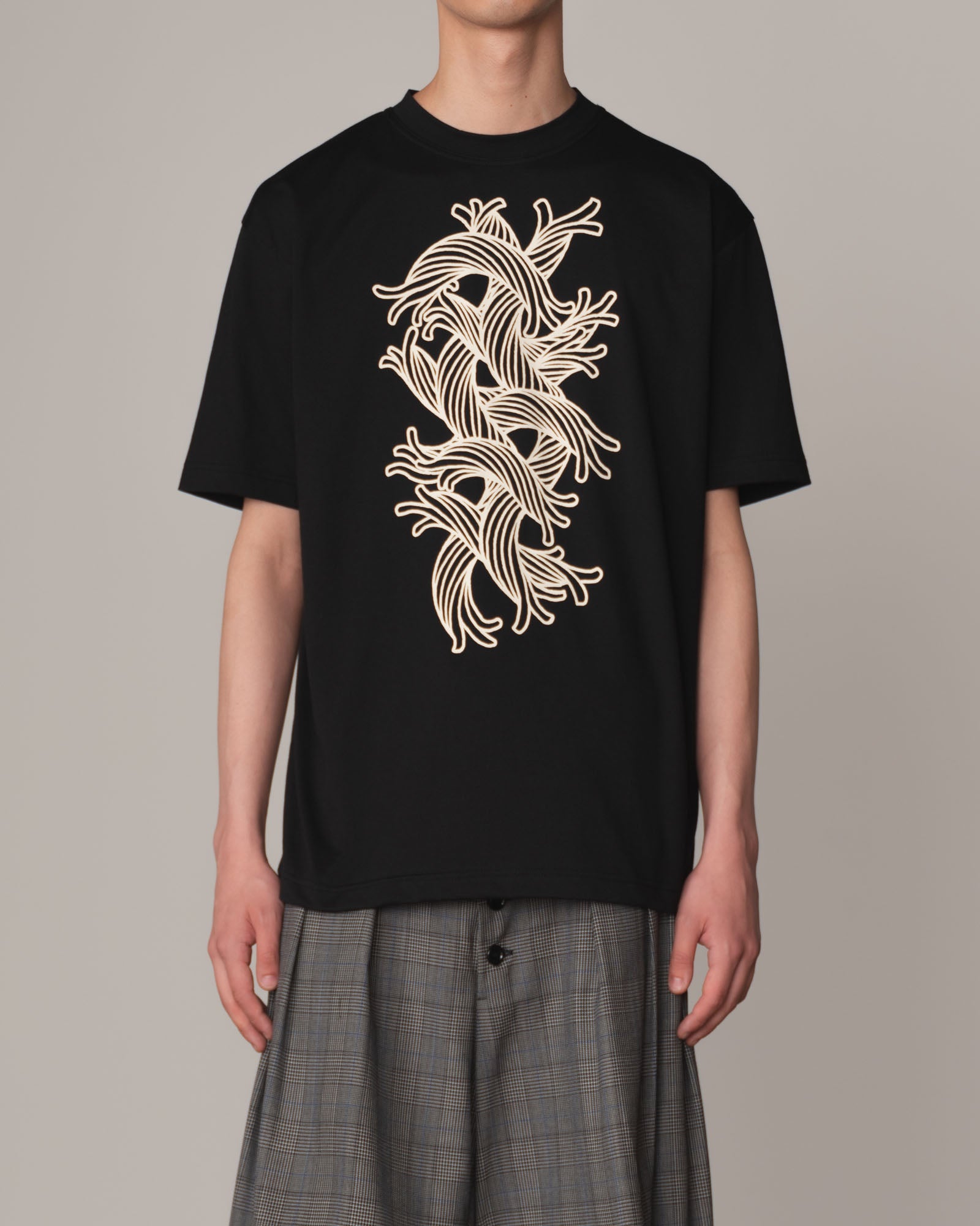 Tshirt Printed- Cotton100% Jersey- Waving Rope- Black