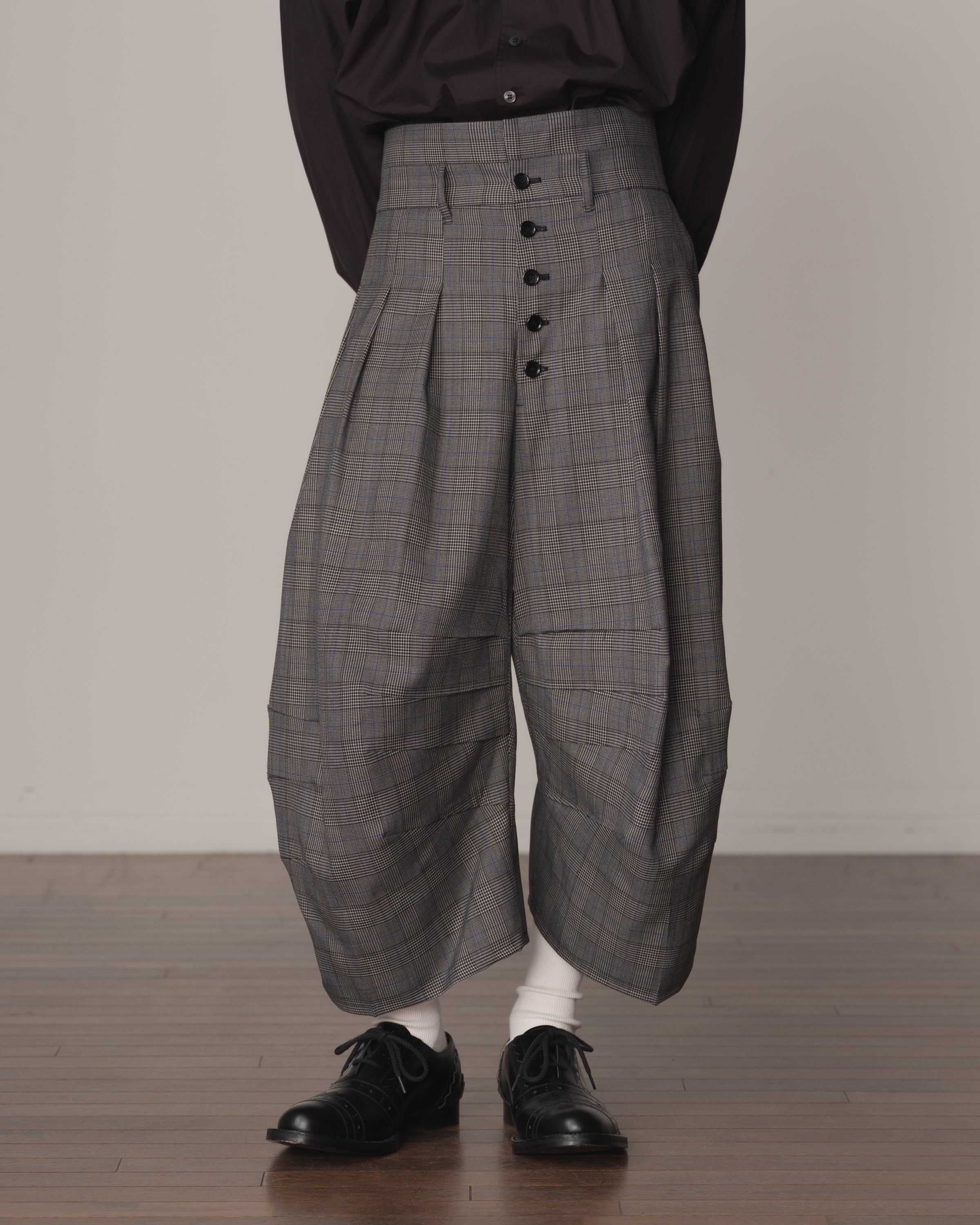 Trousers 20- Wool100% Glen Check- Grey