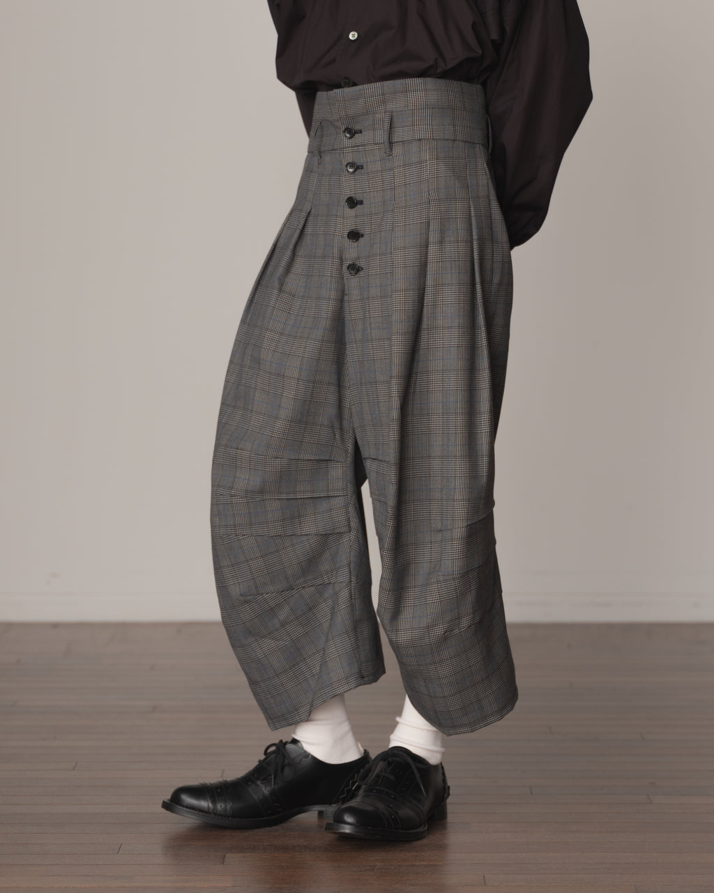 Trousers 20- Wool100% Glen Check- Grey