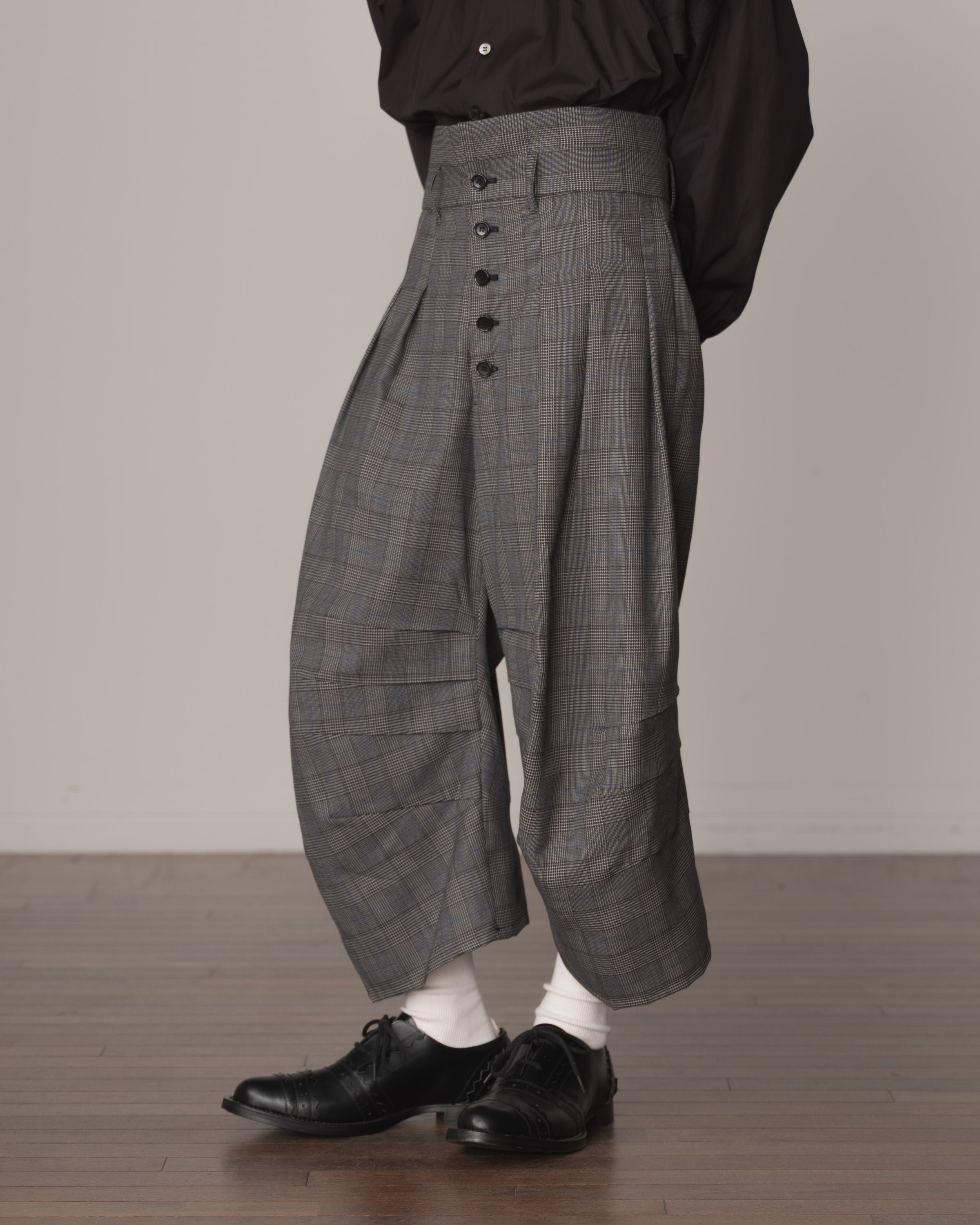 Trousers 20- Wool100% Glen Check- Grey