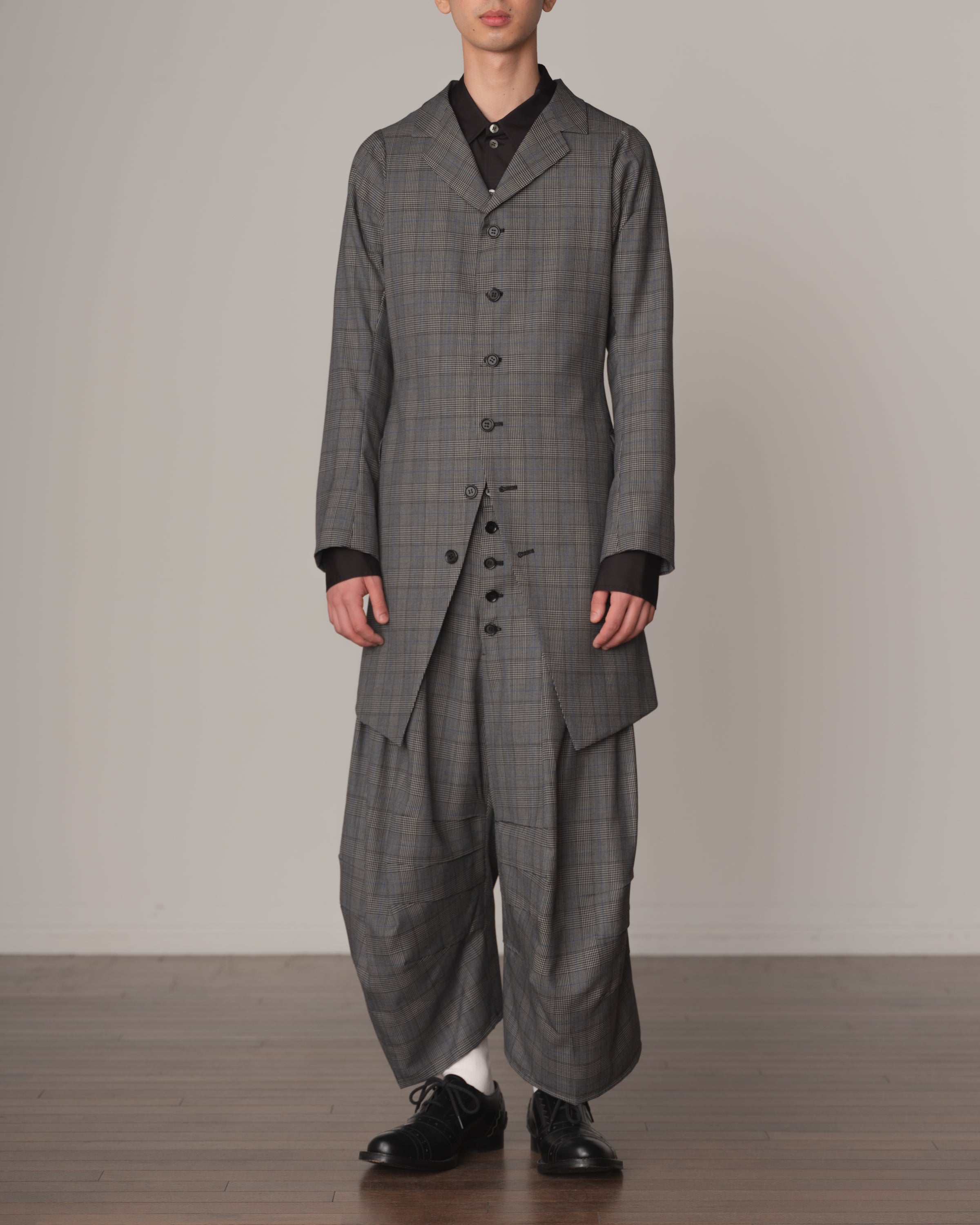 Trousers 20- Wool100% Glen Check- Grey