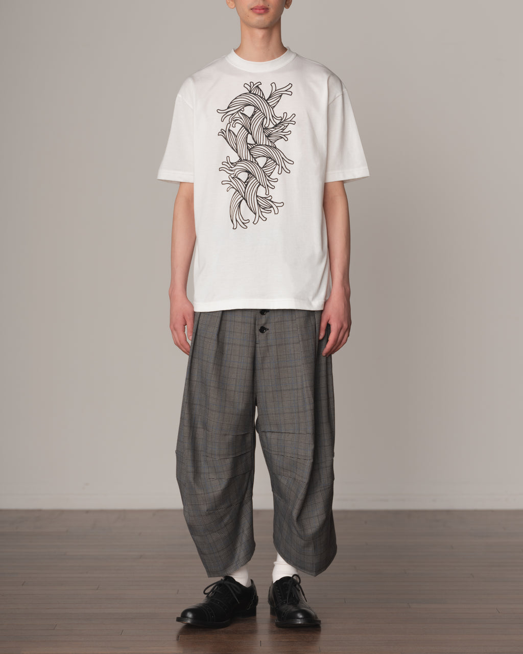 Tshirt Printed- Cotton100% Jersey- Waving Rope- Off White