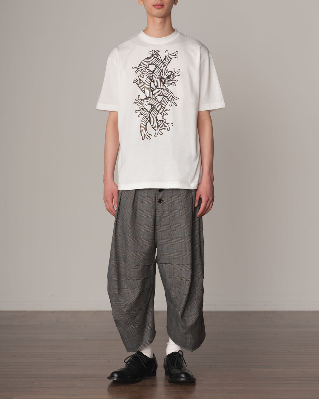 Tshirt Printed- Cotton100% Jersey- Waving Rope- Off White