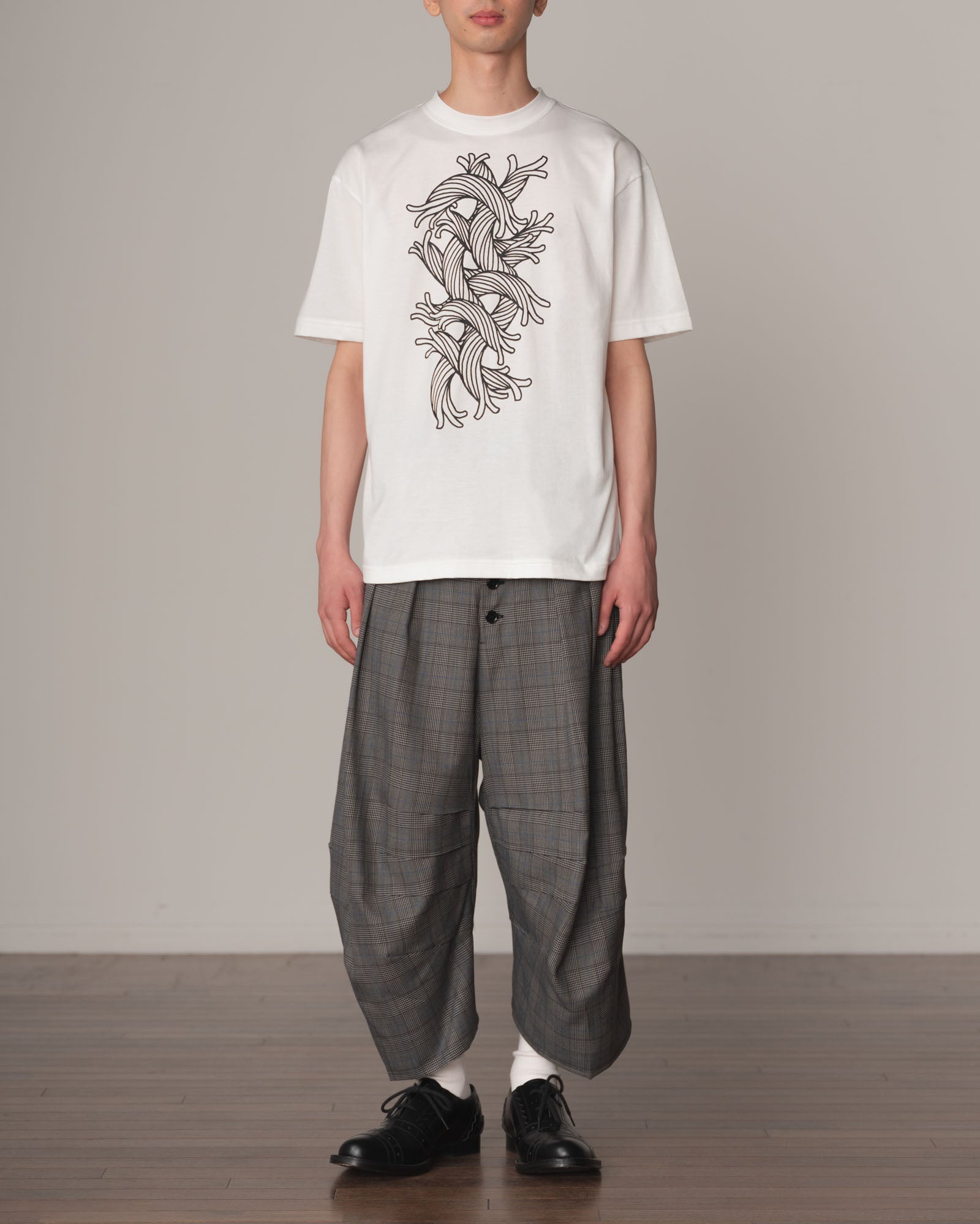 Tshirt Printed- Cotton100% Jersey- Waving Rope- Off White