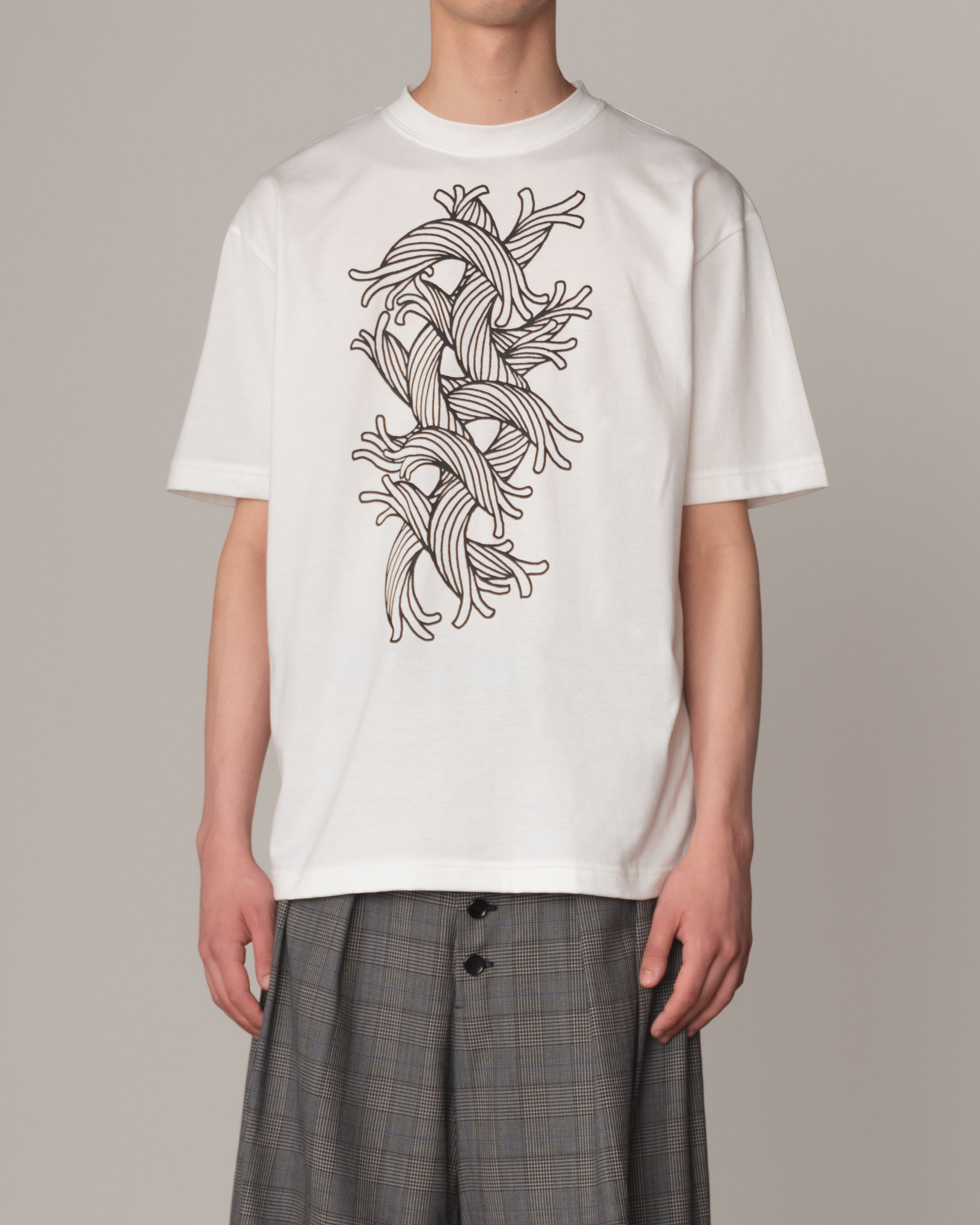 Tshirt Printed- Cotton100% Jersey- Waving Rope- Off White