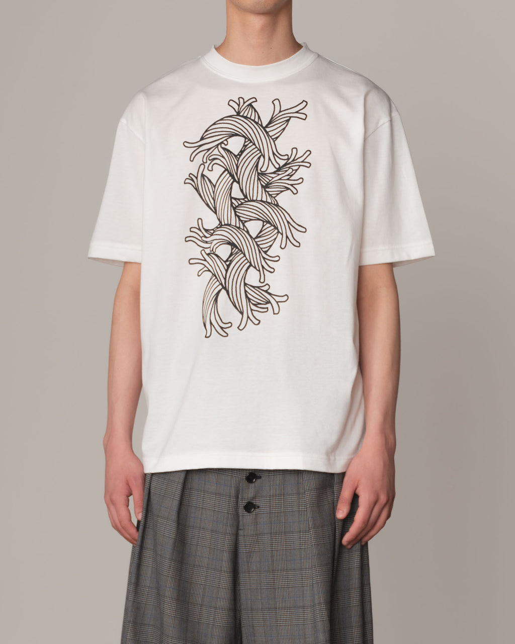 Tshirt Printed- Cotton100% Jersey- Waving Rope- Off White