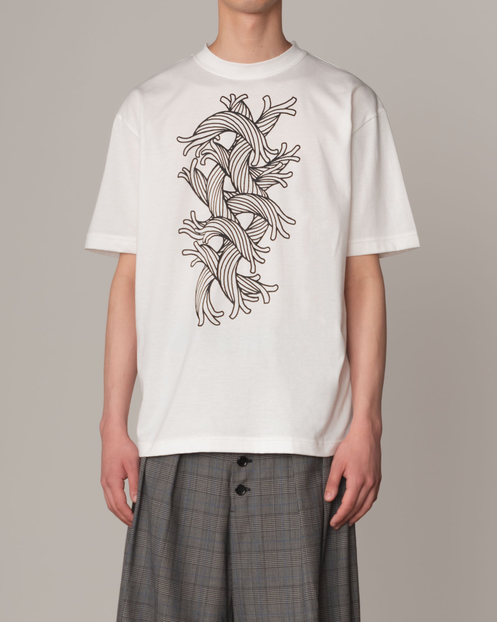 Tshirt Printed- Cotton100% Jersey- Waving Rope- Off White