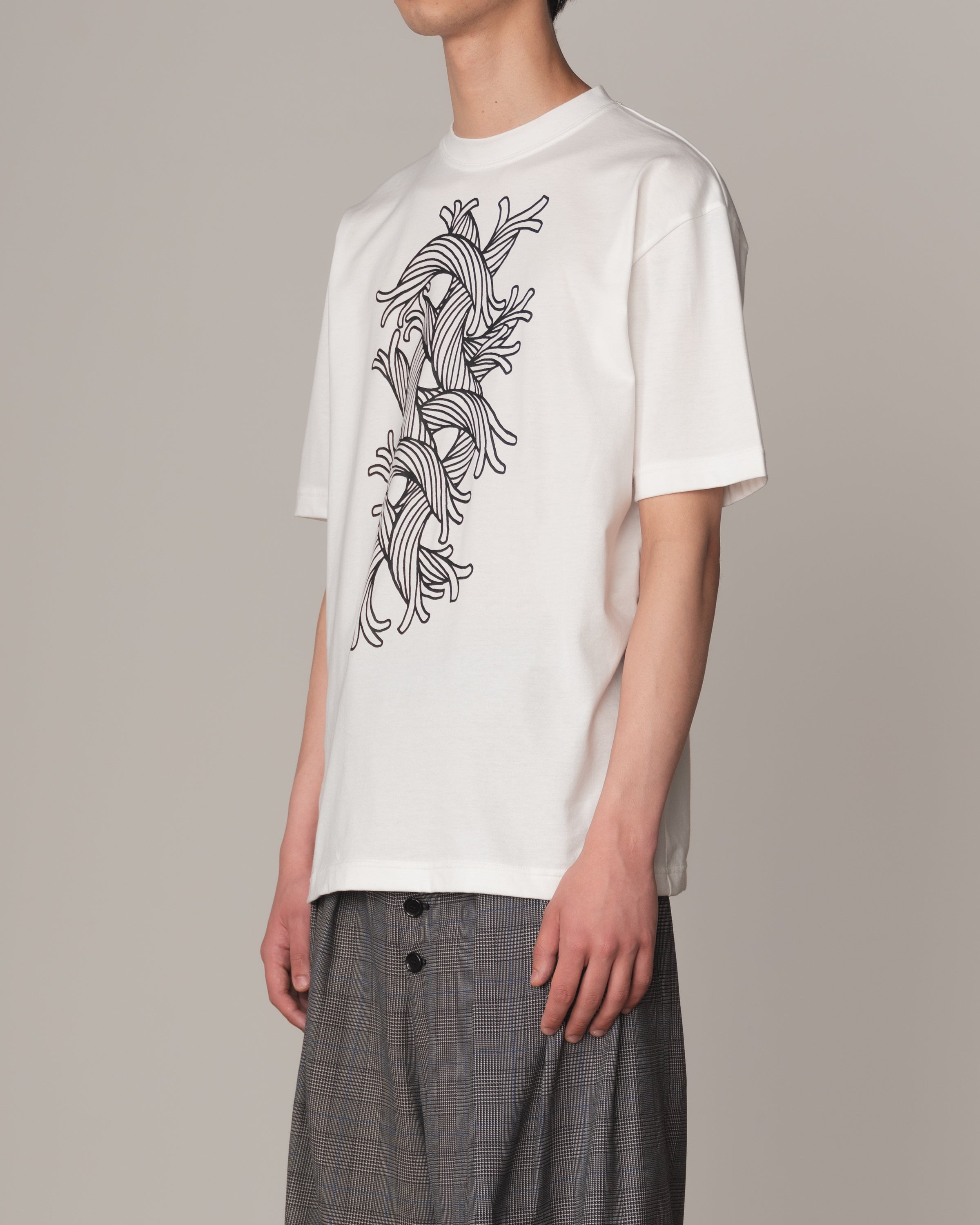 Tshirt Printed- Cotton100% Jersey- Waving Rope- Off White