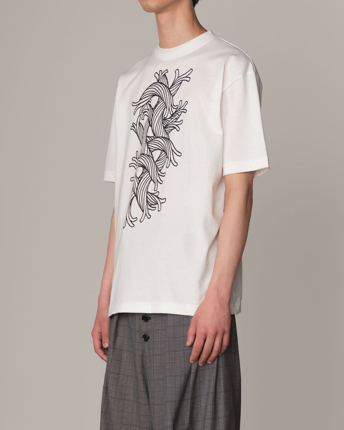 Tshirt Printed- Cotton100% Jersey- Waving Rope- Off White