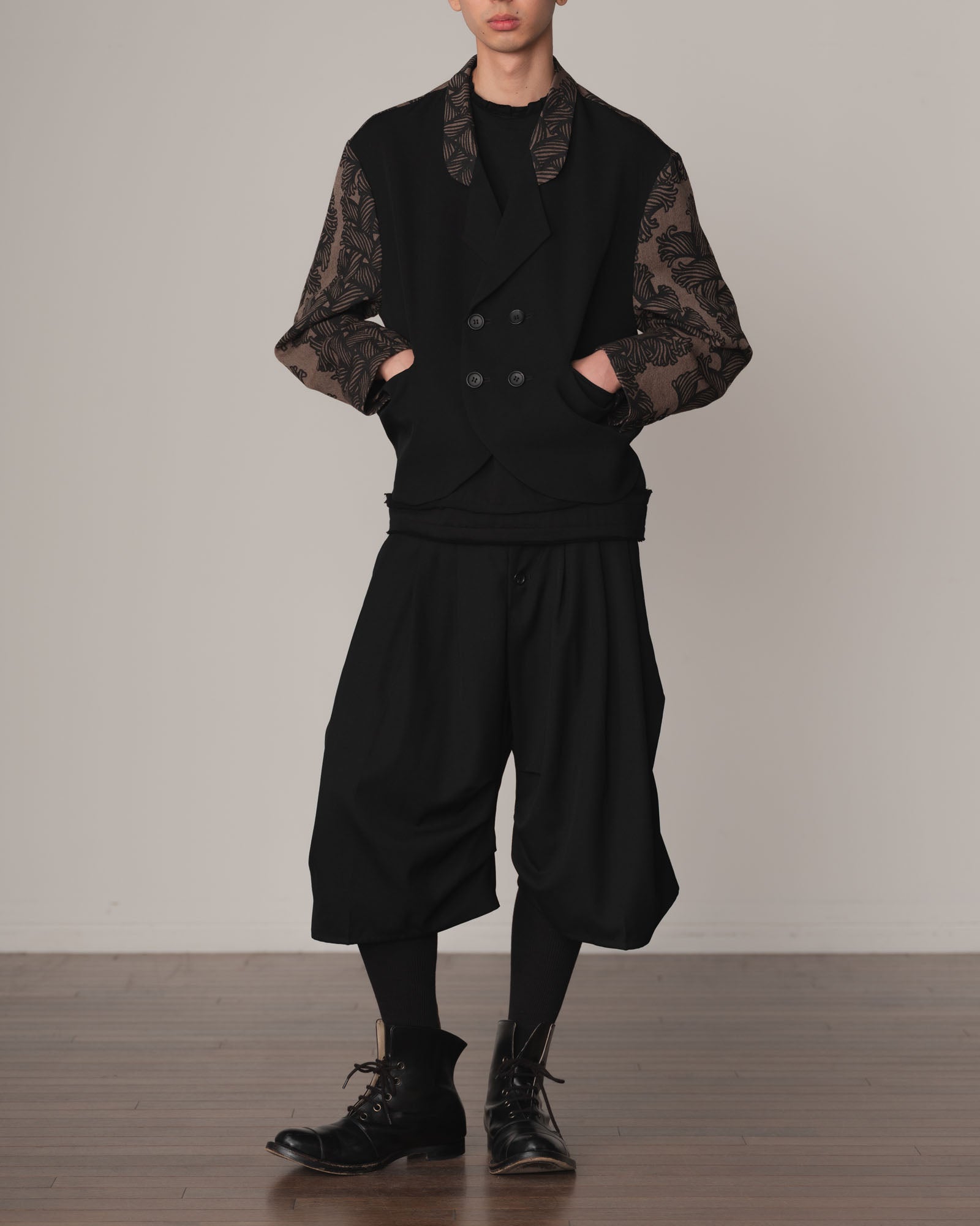 Trousers 64B- Wool100% Gabardine- Black