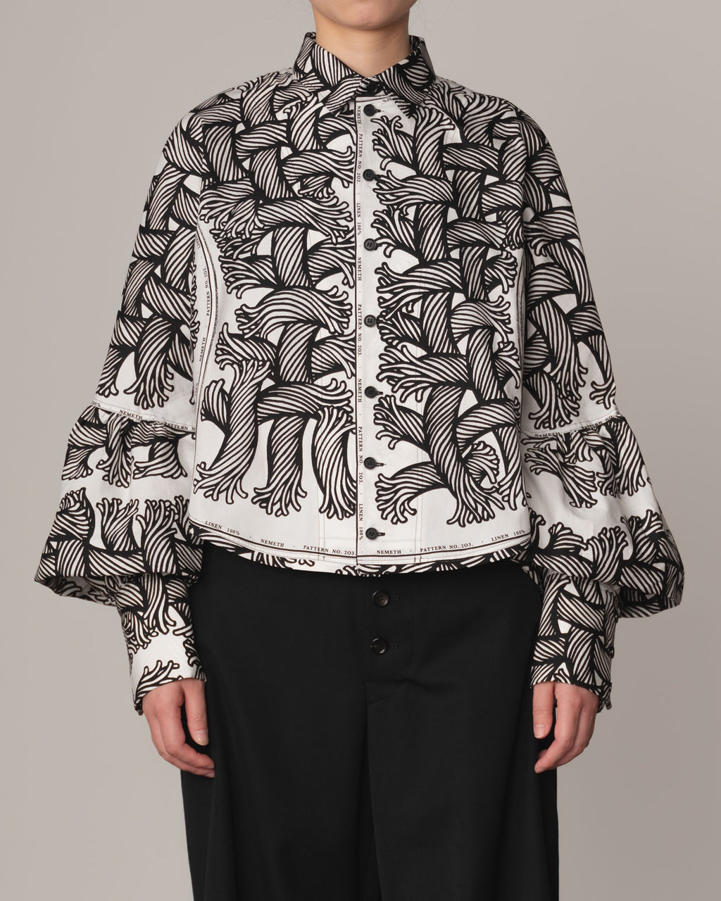 Shirt 203D- Cotton100% Broad Print- Mix- 203 Pattern Rope Print- Isle Rope Print- White