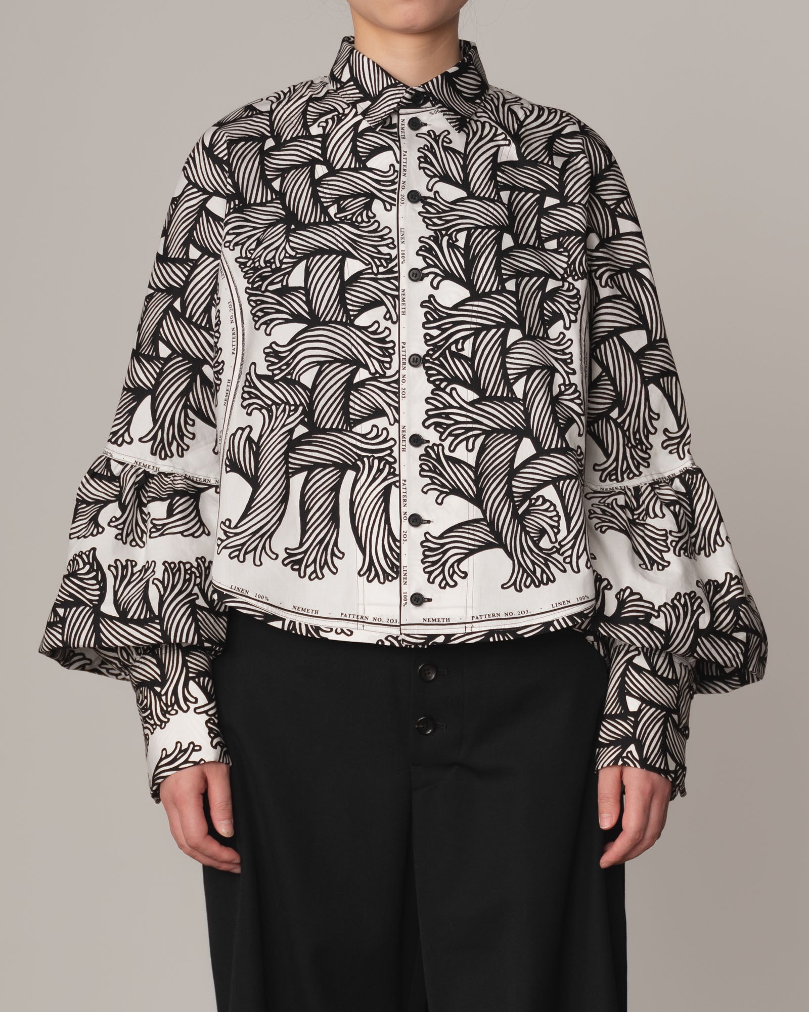 Shirt 203D- Cotton100% Broad Print- Mix- 203 Pattern Rope Print- Isle Rope Print- White
