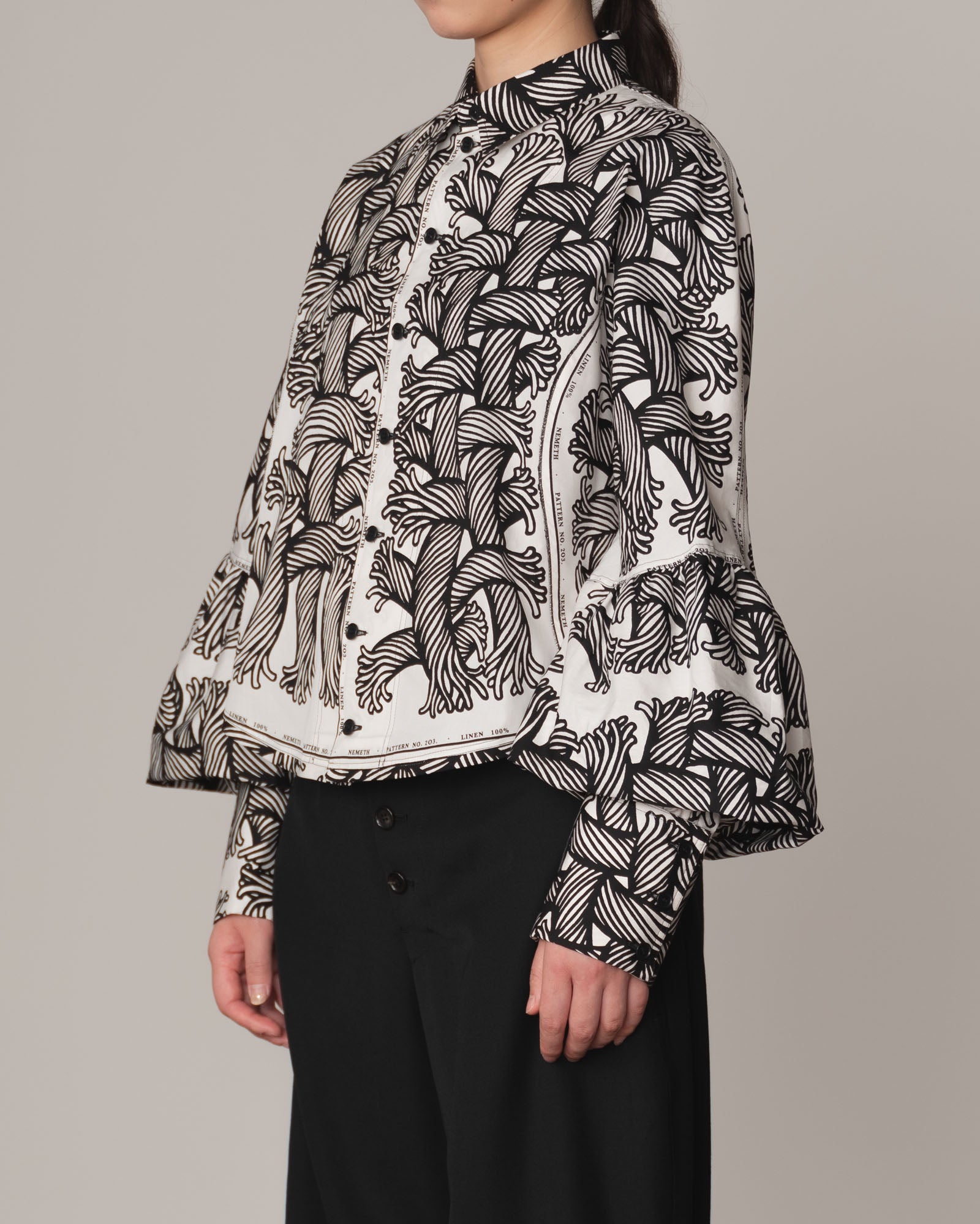 Shirt 203D- Cotton100% Broad Print- Mix- 203 Pattern Rope Print- Isle Rope Print- White