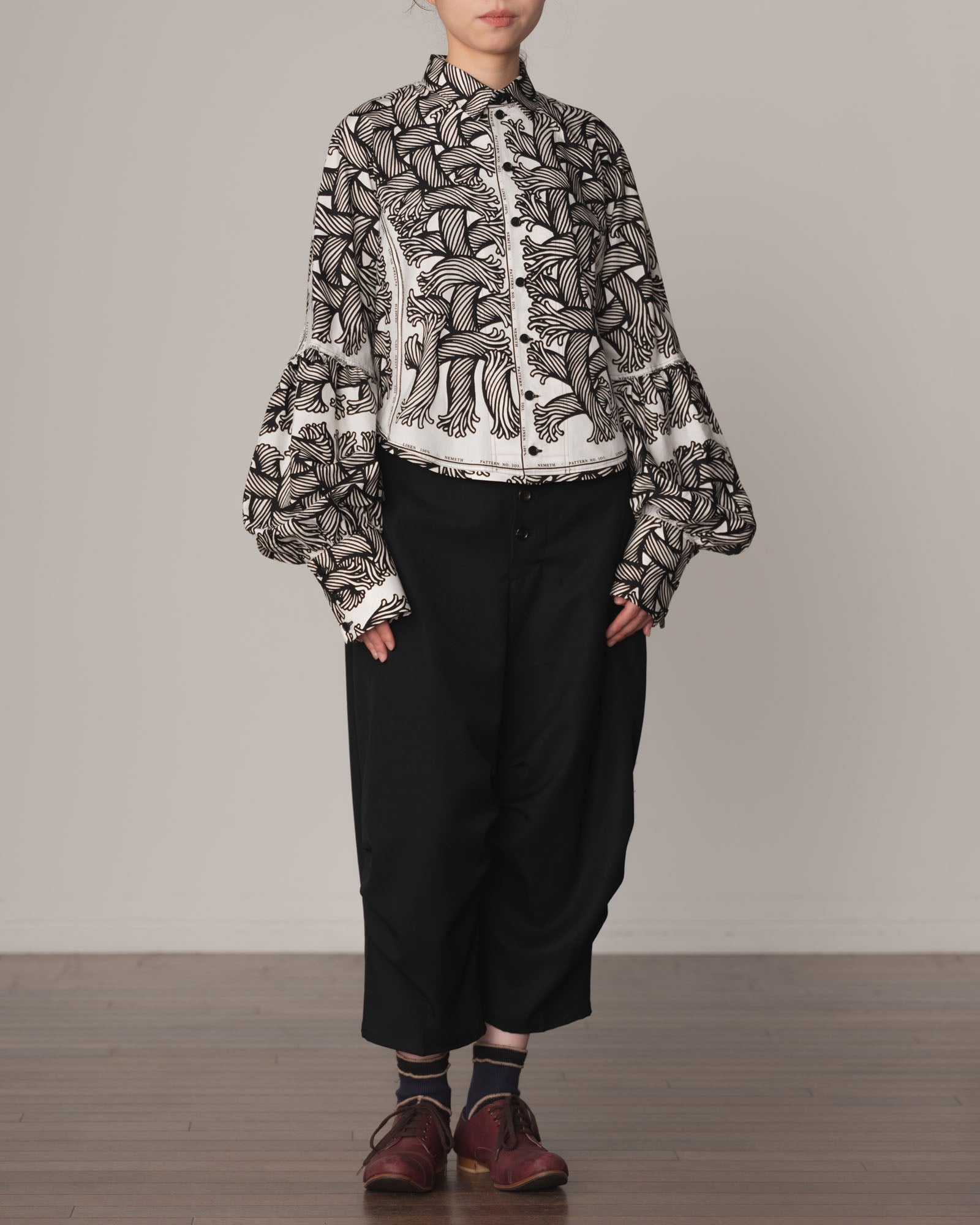 Shirt 203D- Cotton100% Broad Print- Mix- 203 Pattern Rope Print- Isle Rope Print- White