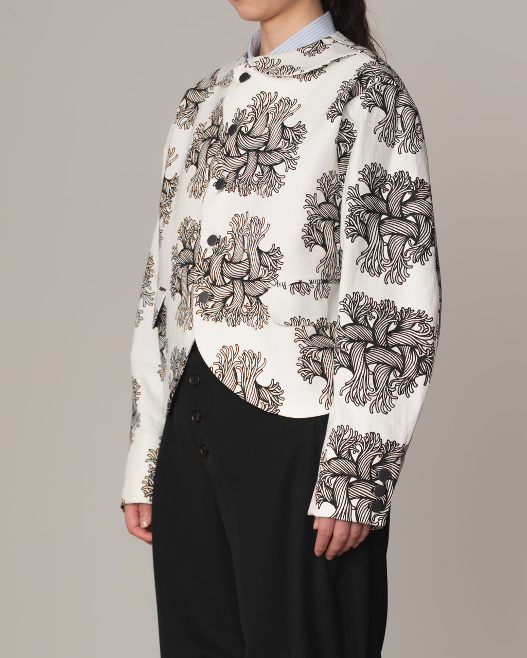 Jacket 302- Cotton100% Oxford Print- Emb Rope- Off White