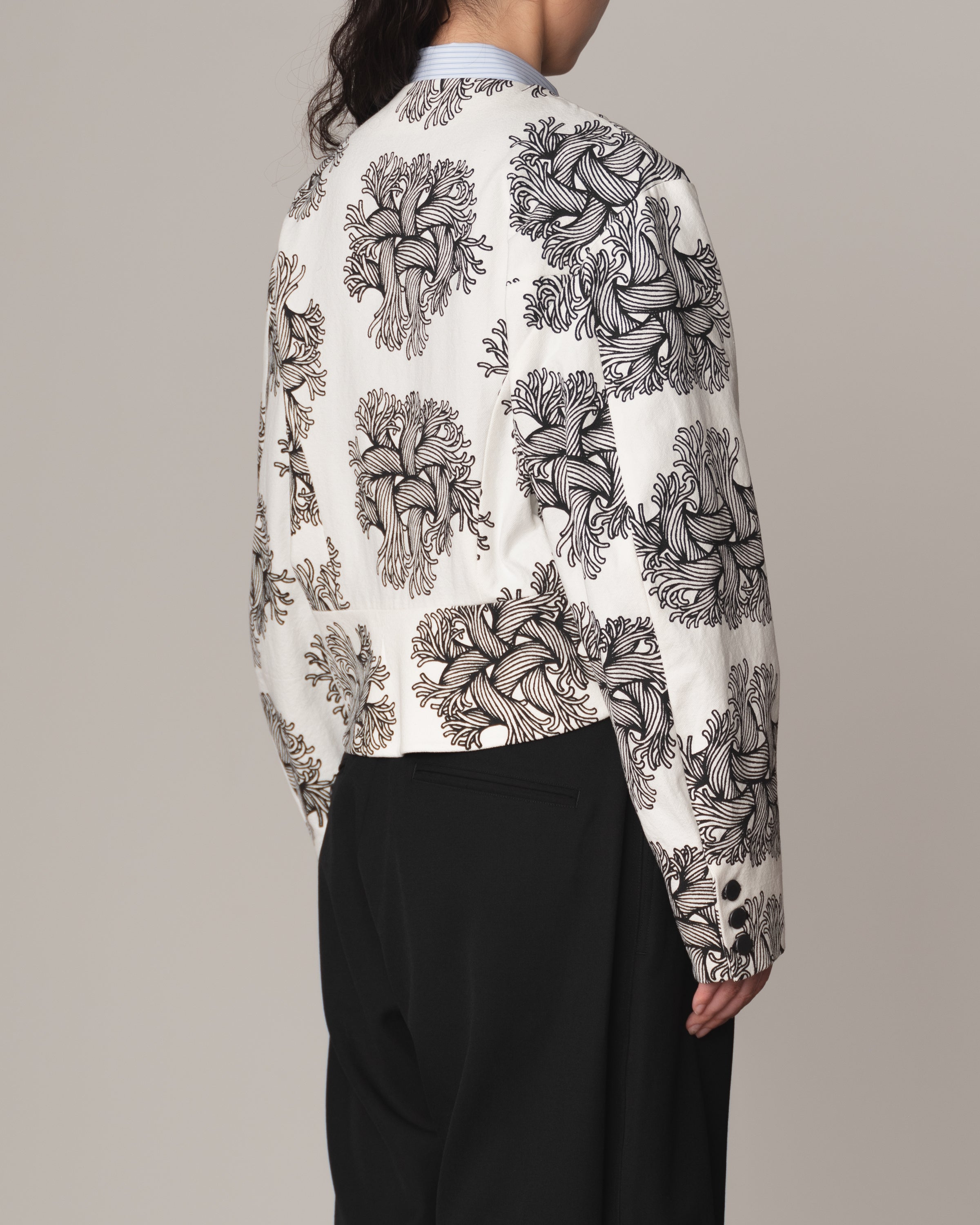 Jacket 302- Cotton100% Oxford Print- Emb Rope- Off White