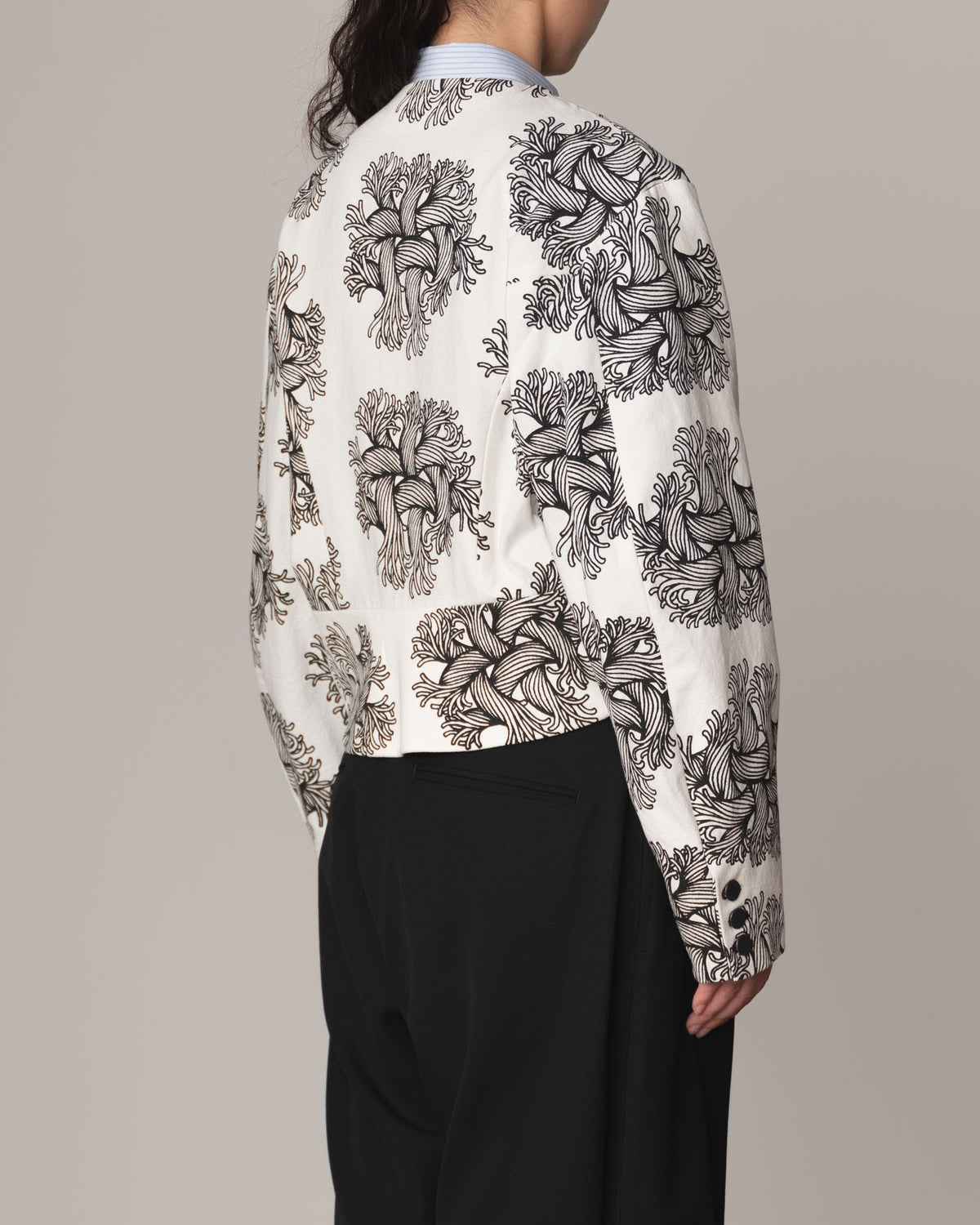 Jacket 302- Cotton100% Oxford Print- Emb Rope- Off White