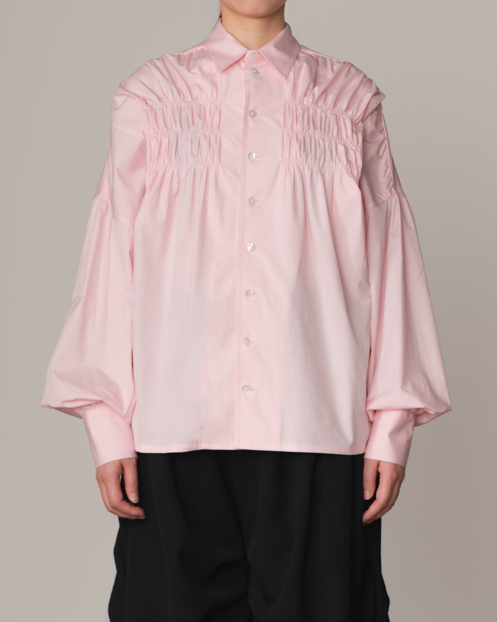 Shirt 87C Collar- Cotton100% Broad Gather Stitch- Gather Stitch- Pink