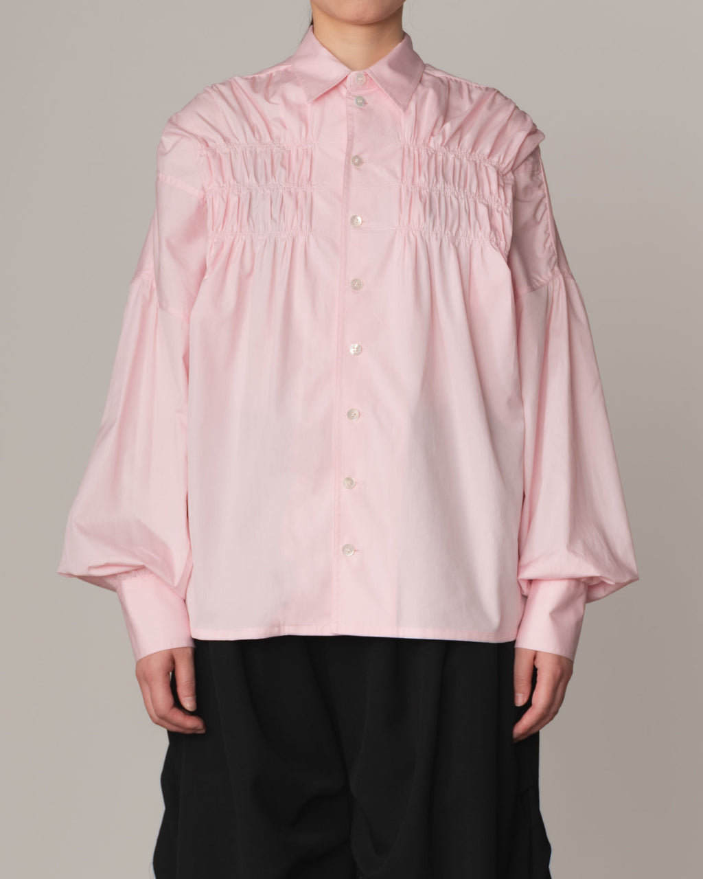 Shirt 87C Collar- Cotton100% Broad Gather Stitch- Gather Stitch- Pink