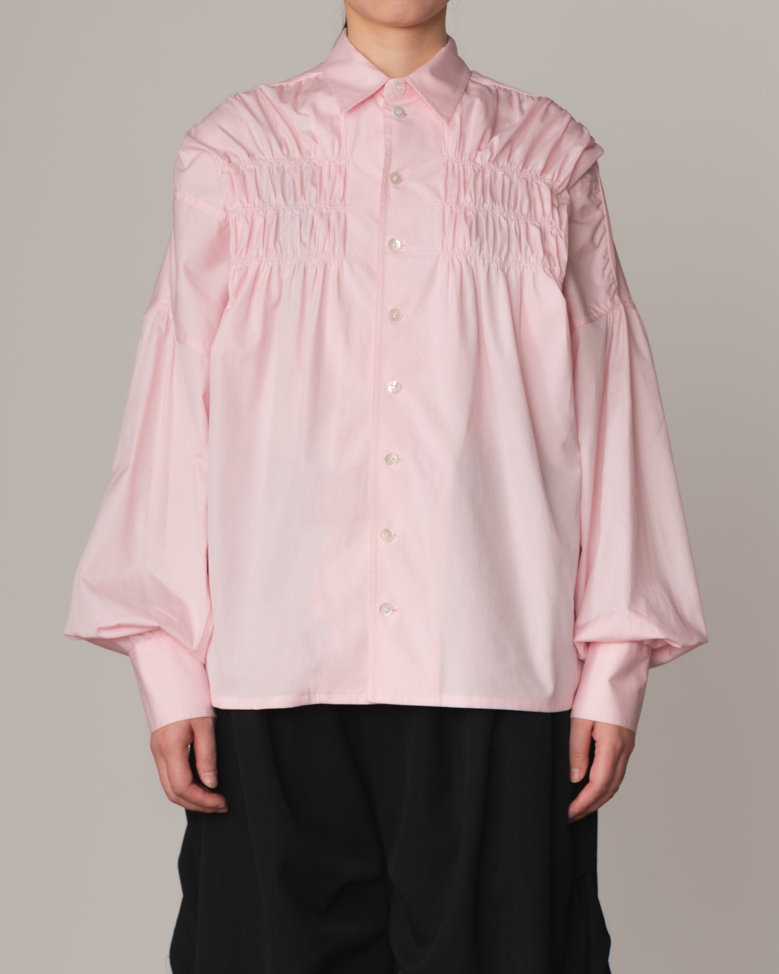 Shirt 87C Collar- Cotton100% Broad Gather Stitch- Gather Stitch- Pink