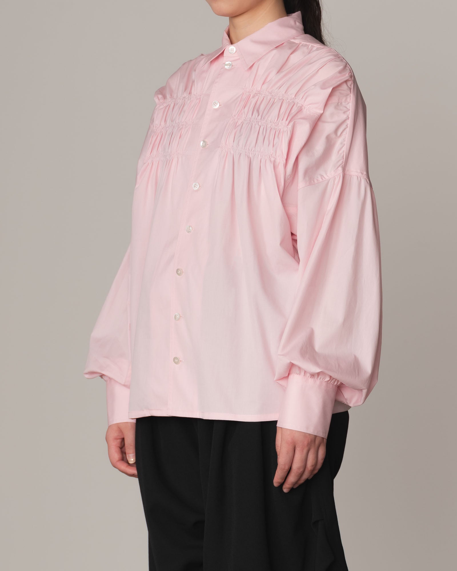 Shirt 87C Collar- Cotton100% Broad Gather Stitch- Gather Stitch- Pink