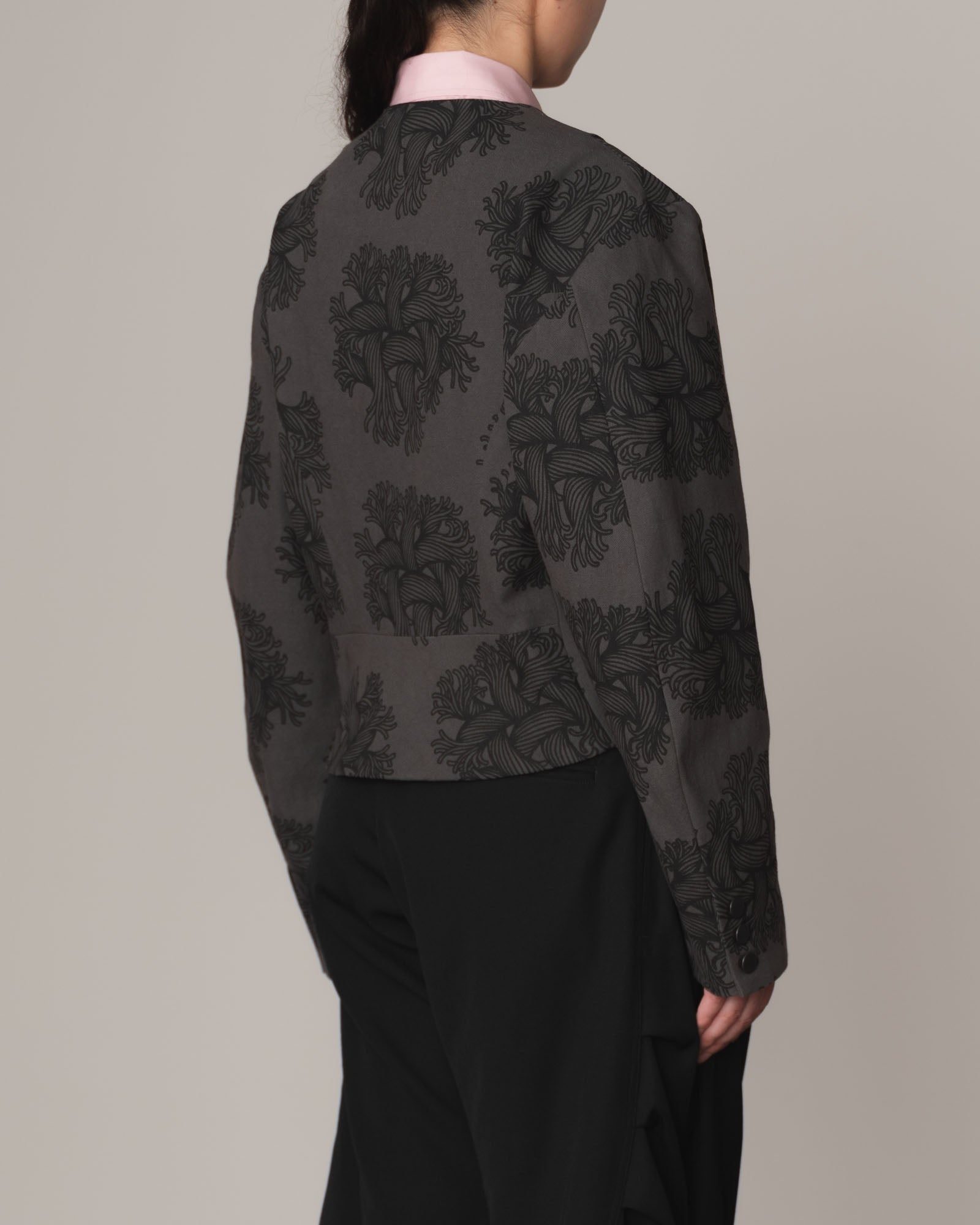 Jacket 302- Cotton100% Oxford Print- Emb Rope- Grey