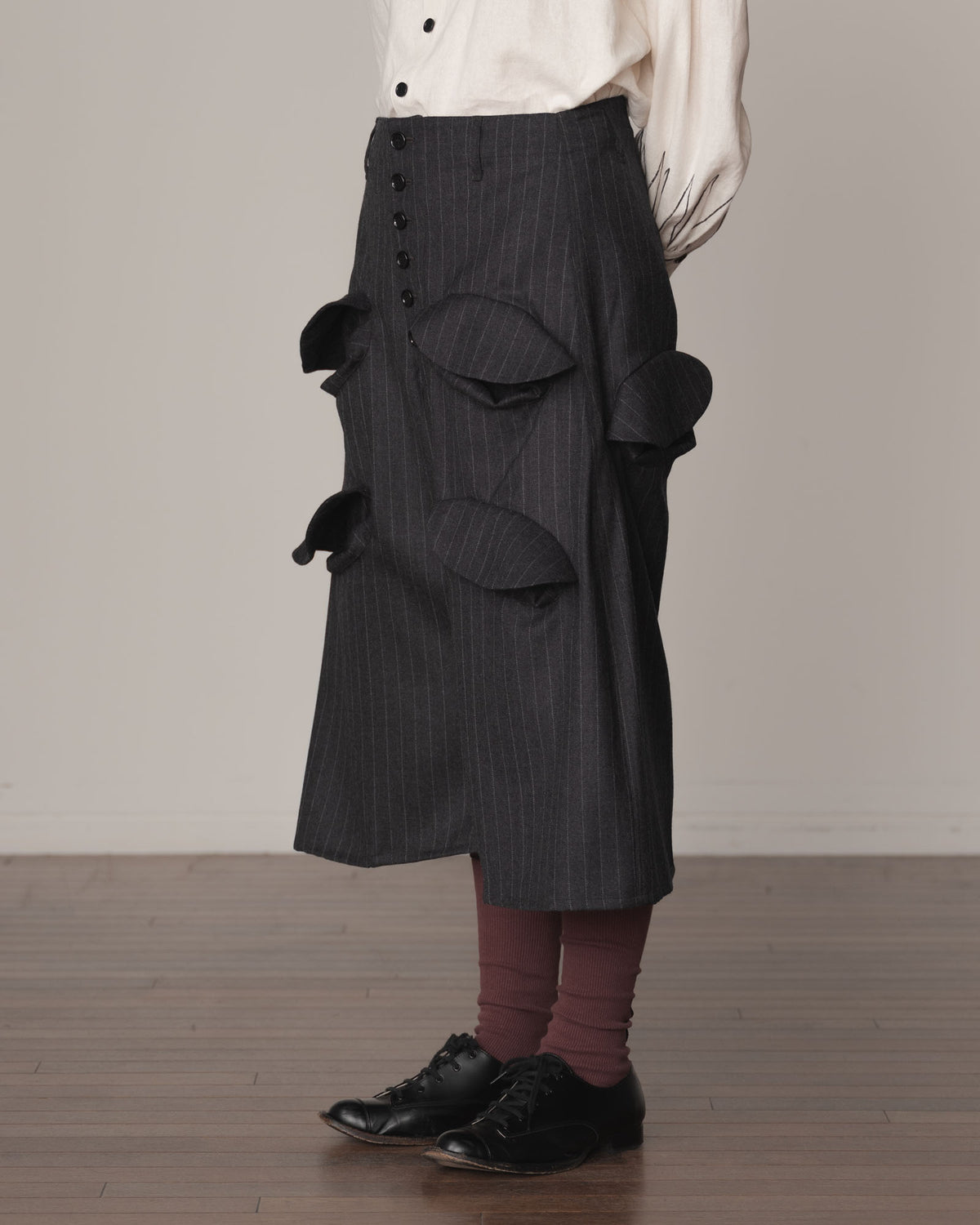 Trousers 87- Wool100% Pin Stripe- Charcoal