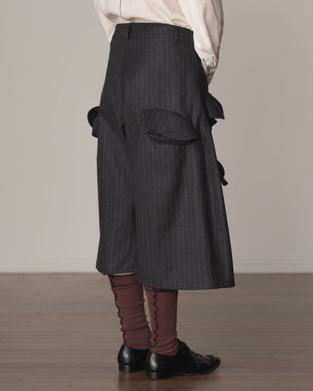 Trousers 87- Wool100% Pin Stripe- Charcoal