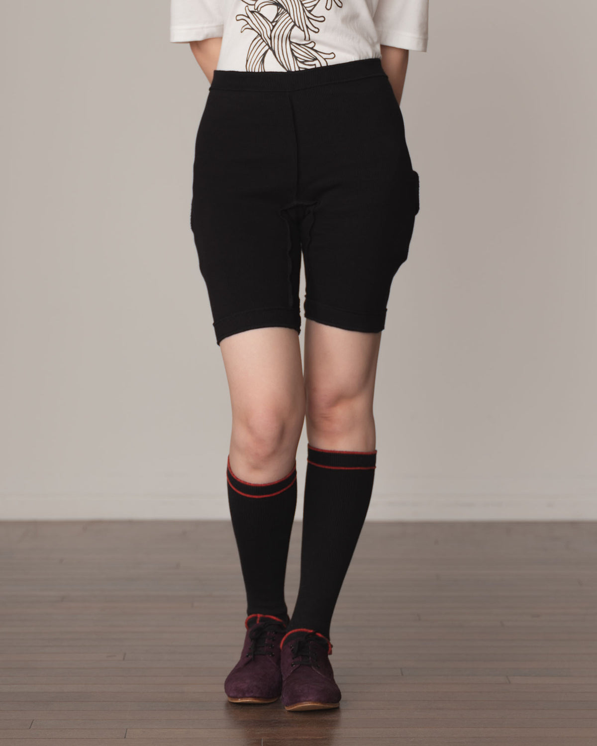 Trousers 84C Short- Cotton100% Span- Black Stitch- Black