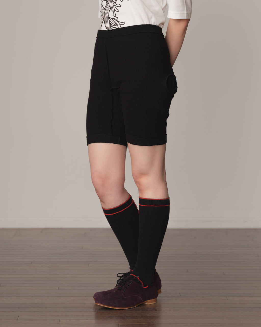 Trousers 84C Short- Cotton100% Span- Black Stitch- Black
