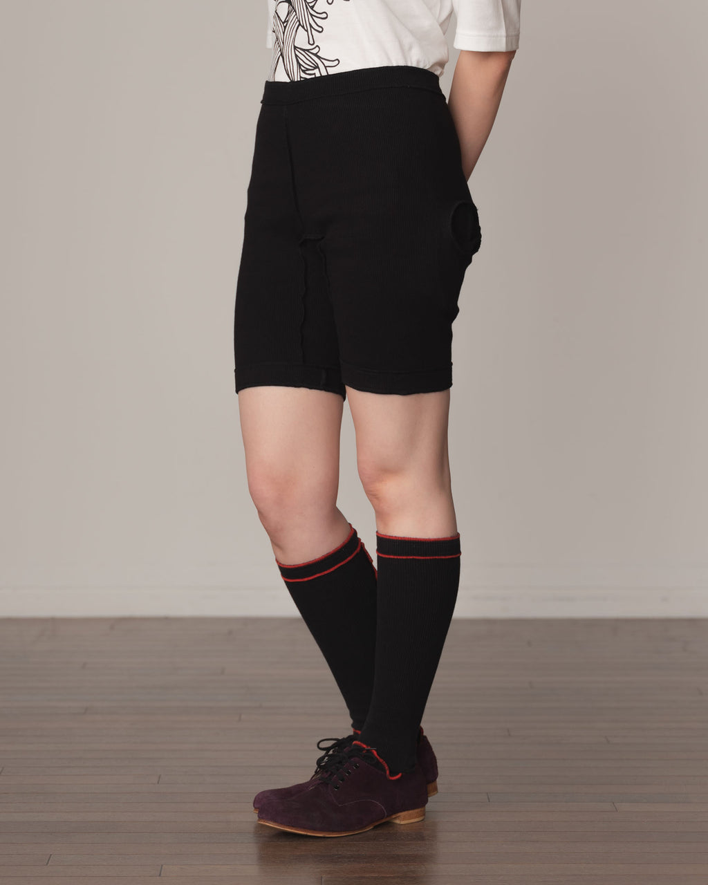 Trousers 84C Short- Cotton100% Span- Black Stitch- Black