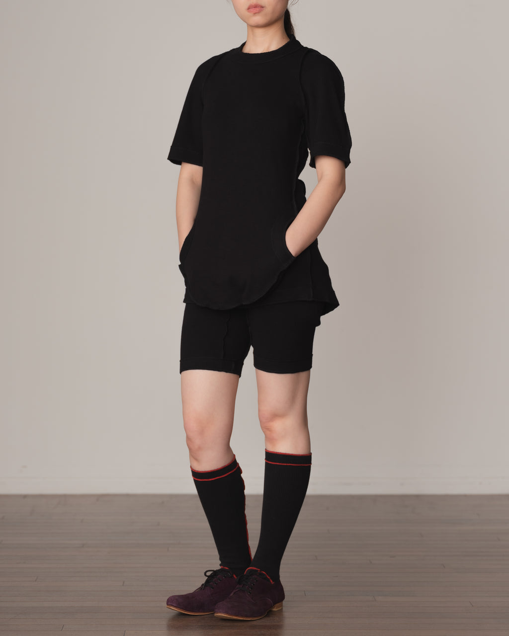 Trousers 84C Short- Cotton100% Span- Black Stitch- Black