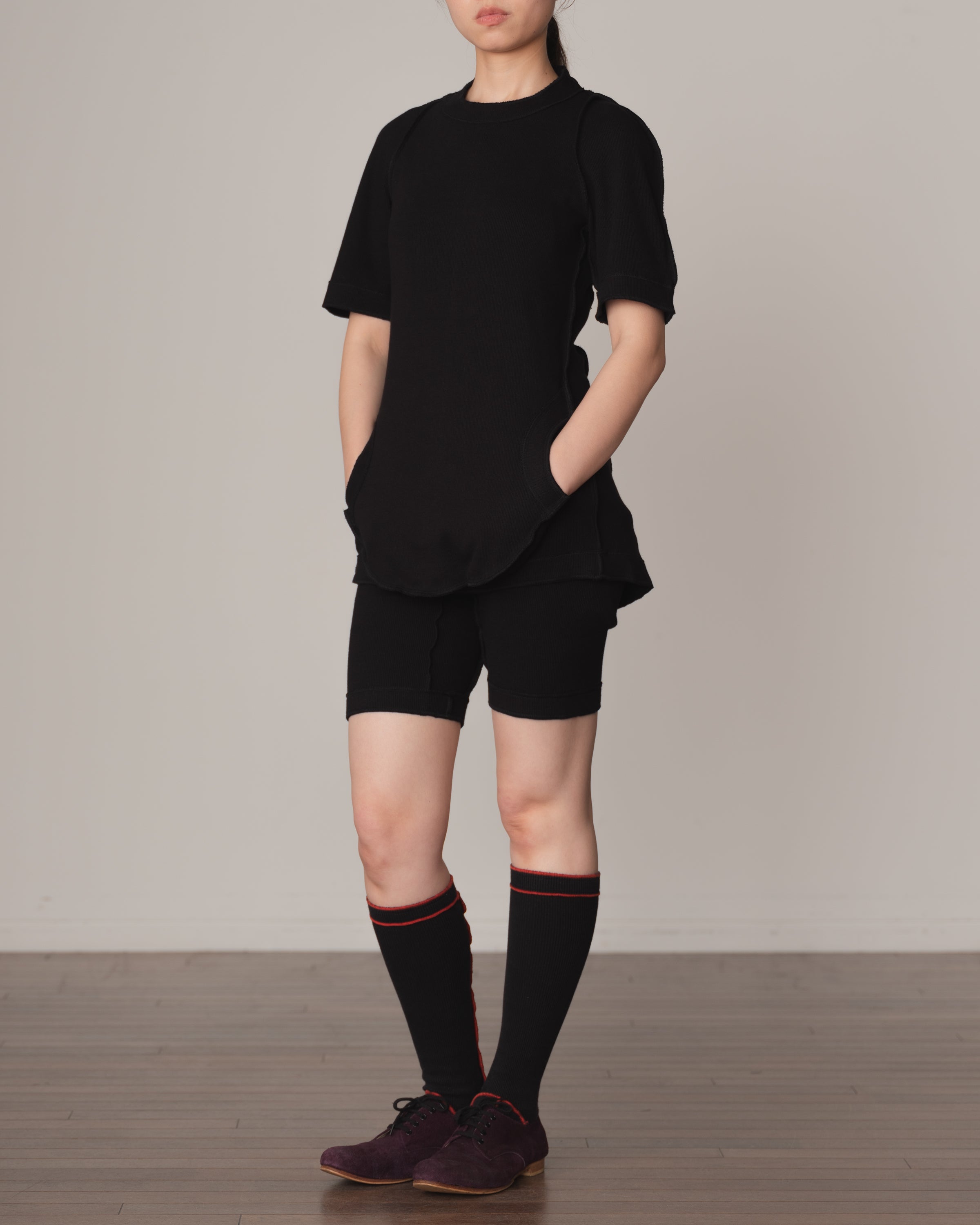 Trousers 84C Short- Cotton100% Span- Black Stitch- Black