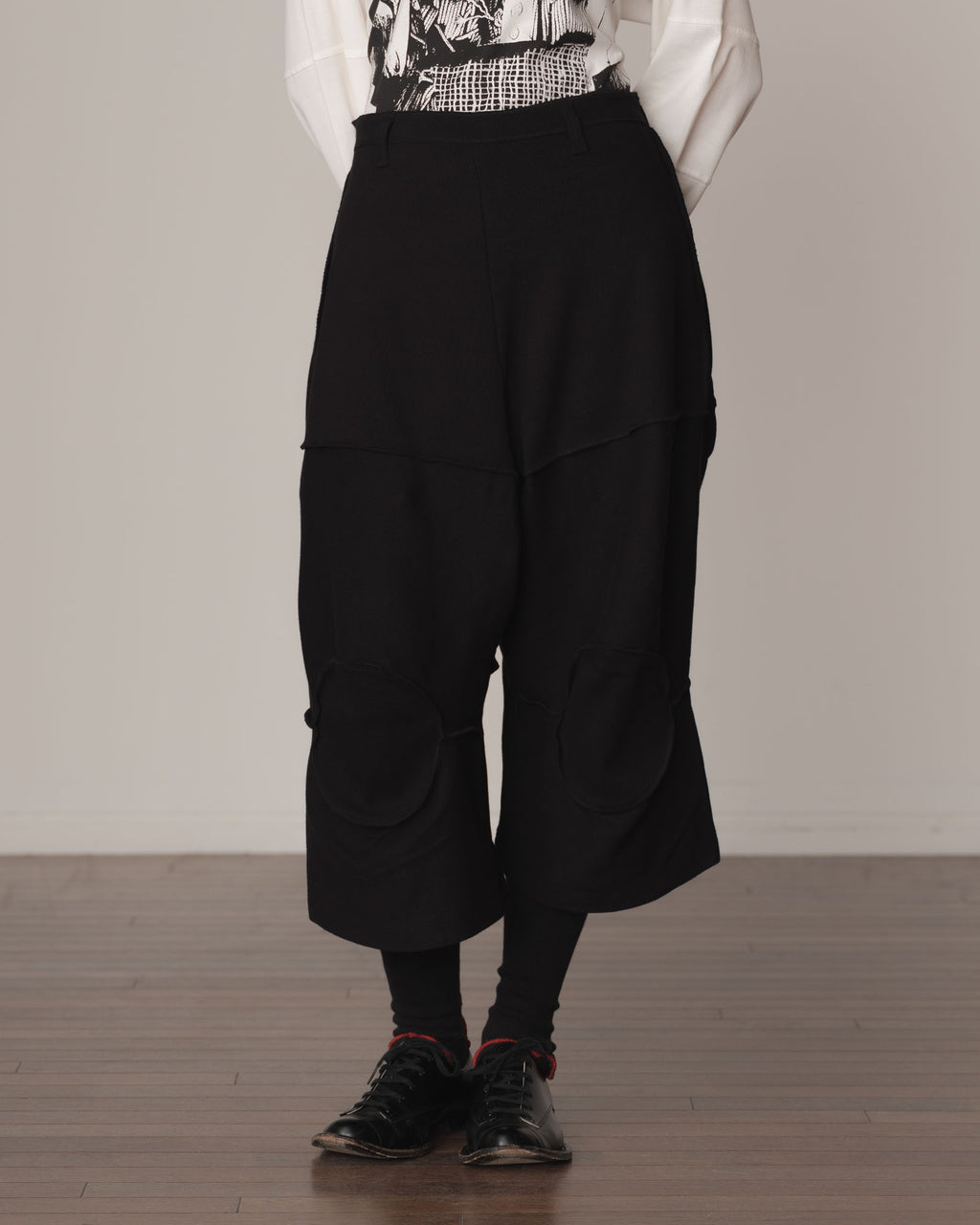 Trousers 103 Wide- Cotton100% Span- Black Stitch- Black