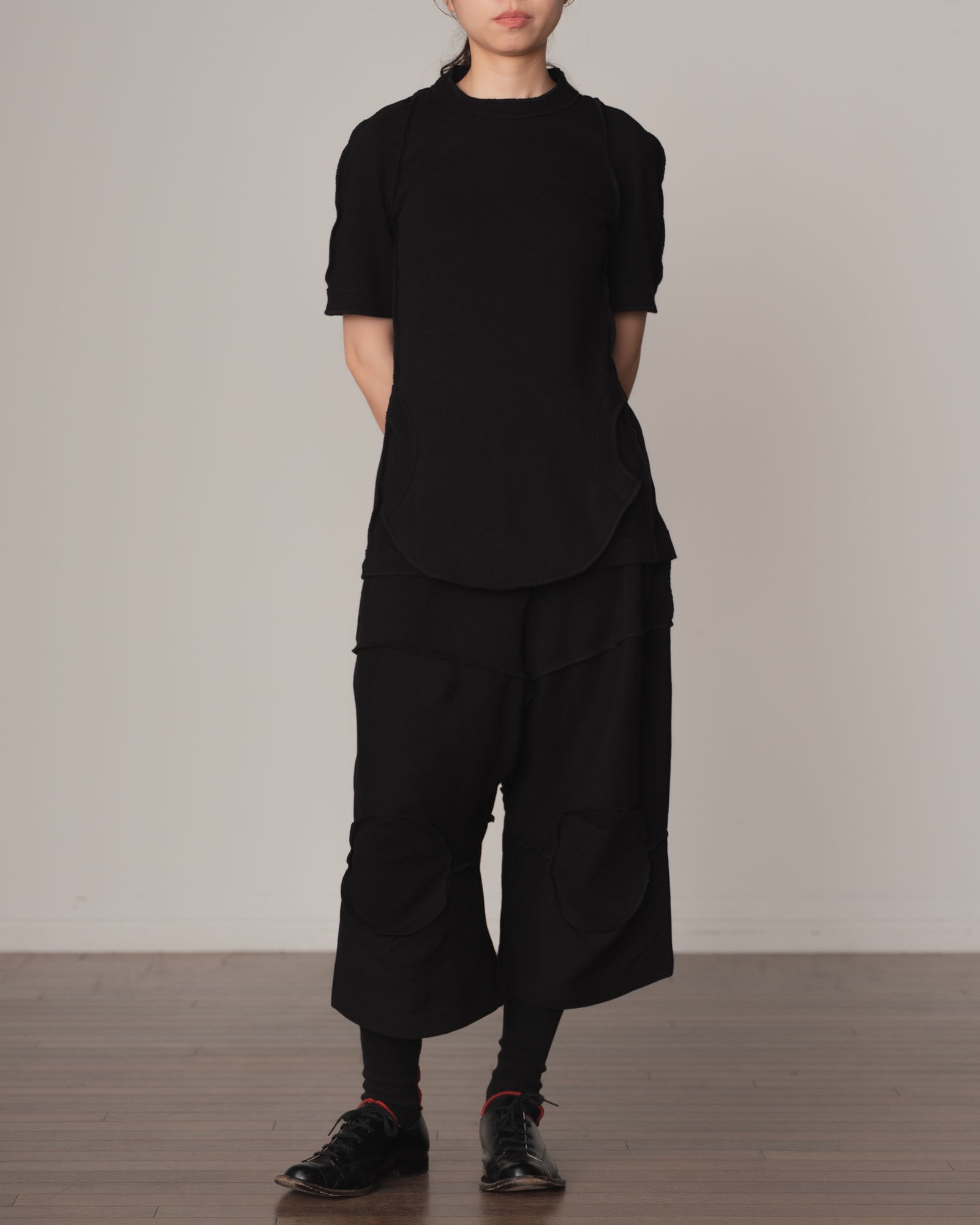 Trousers 103 Wide- Cotton100% Span- Black Stitch- Black