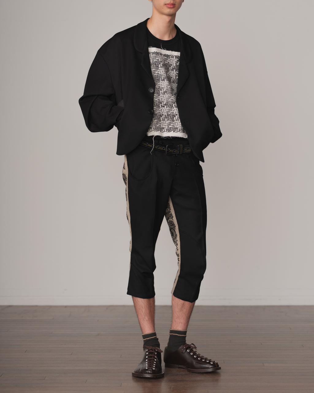 Tshirt 108- Cotton100% Jersey Wsp- Houndstooth- Black