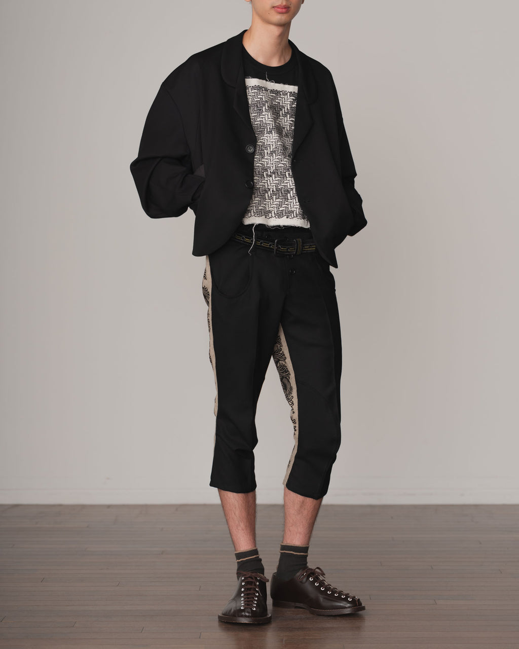 Tshirt 108- Cotton100% Jersey Wsp- Houndstooth- Black