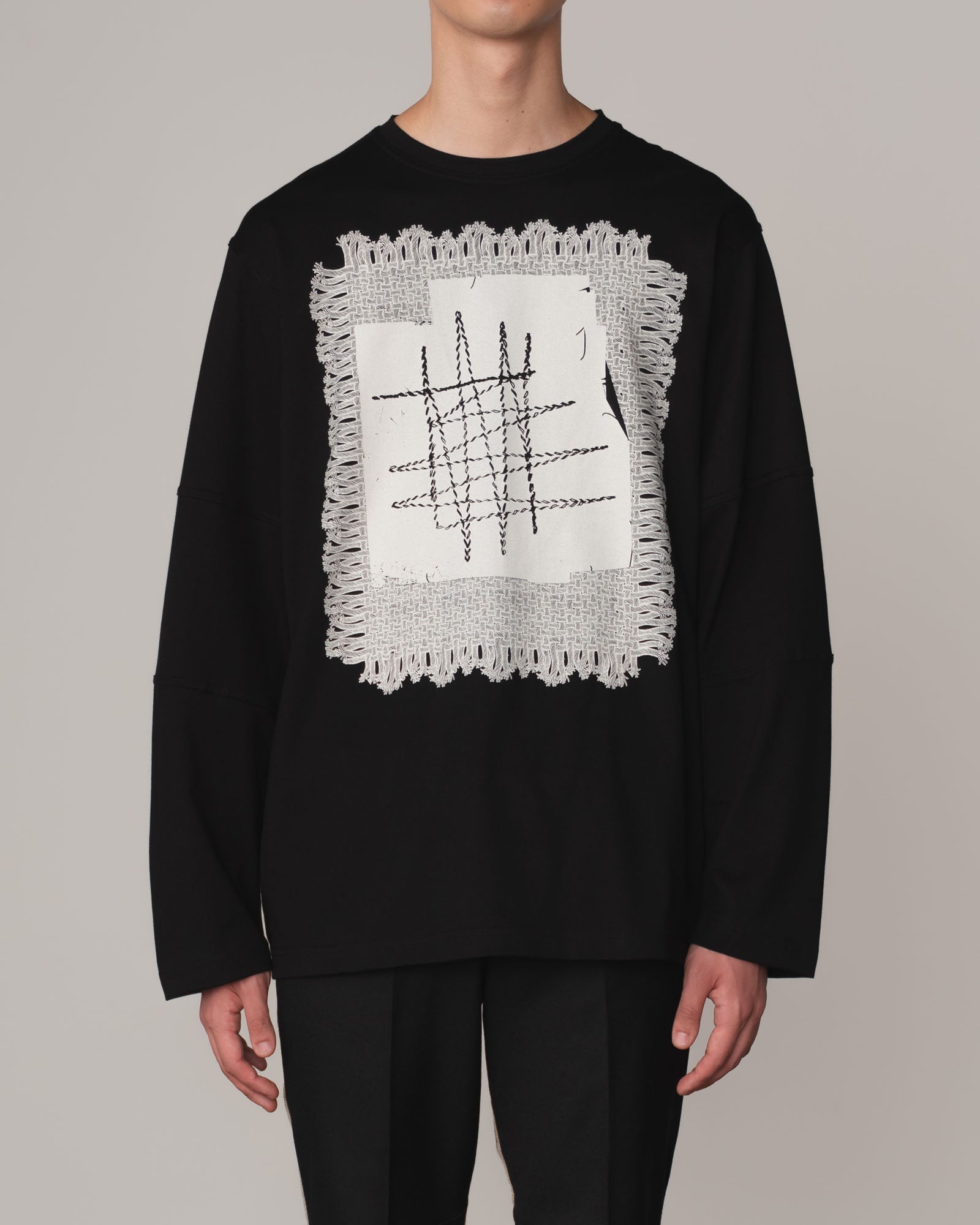 Tshirt 108- Cotton100%- Lace Rope Print- Black